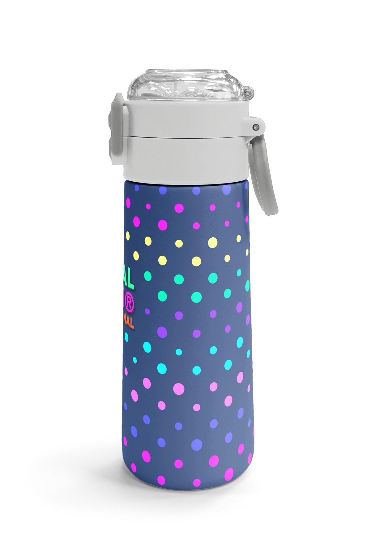 Coral High Kids Lacivert Puantiyeli Desenli Pipetli ve Direkt İçim Çelik Termos 500 ml 31872