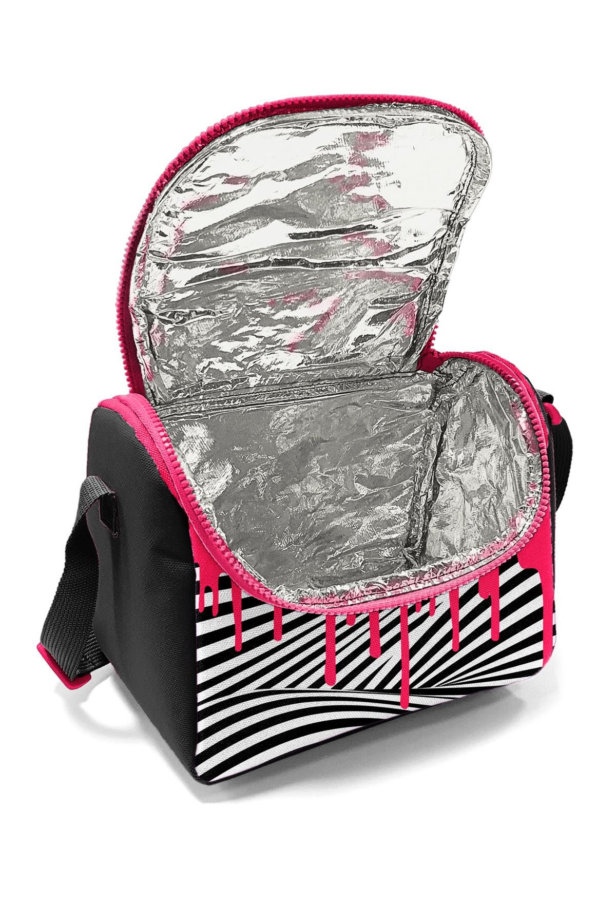 Coral High Kids Pembe Siyah Beyaz Desenli Thermo Beslenme Çantası 22778