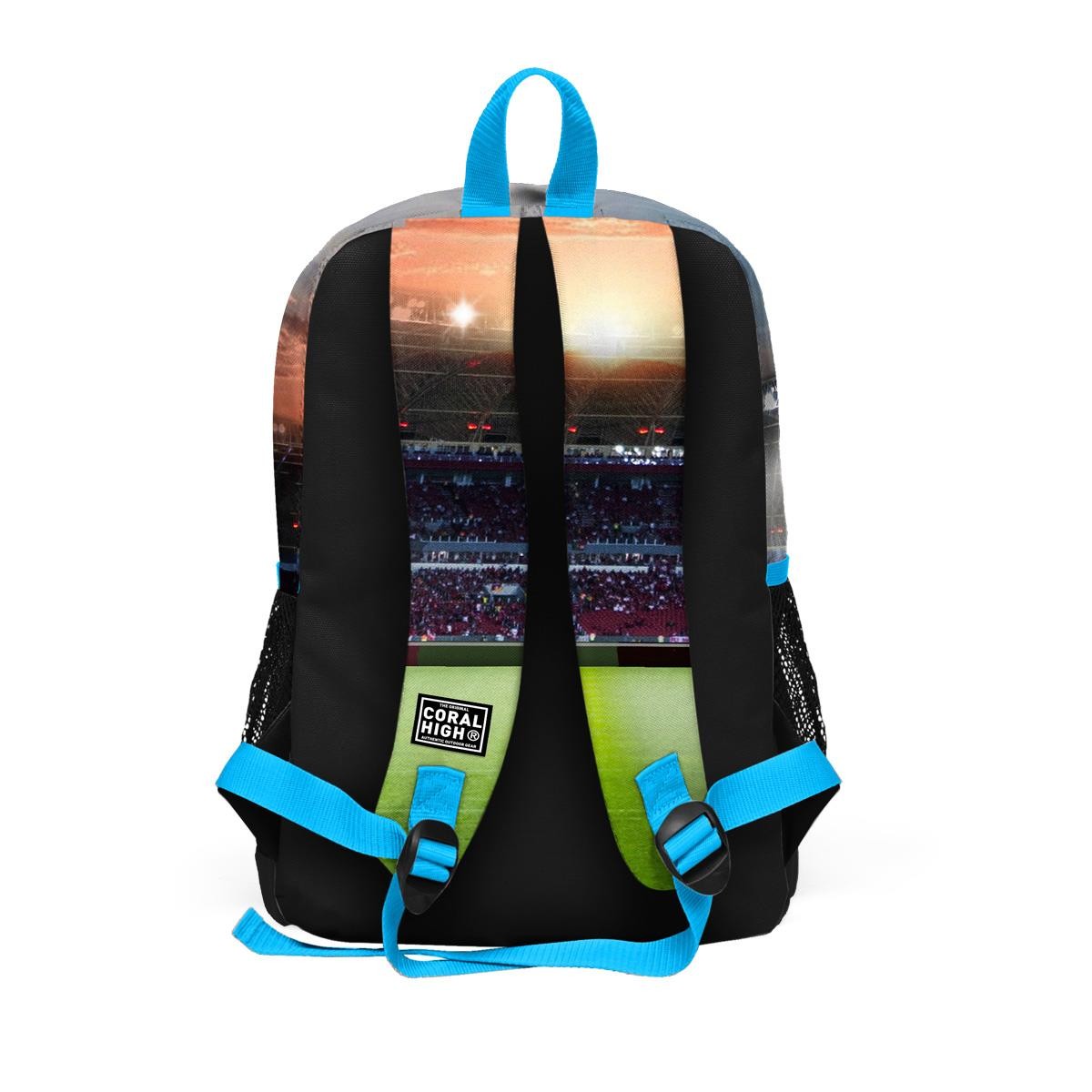 Coral High Kids Siyah Mavi Futbol Desenli Dört Bölmeli Okul Sırt Çantası 23719