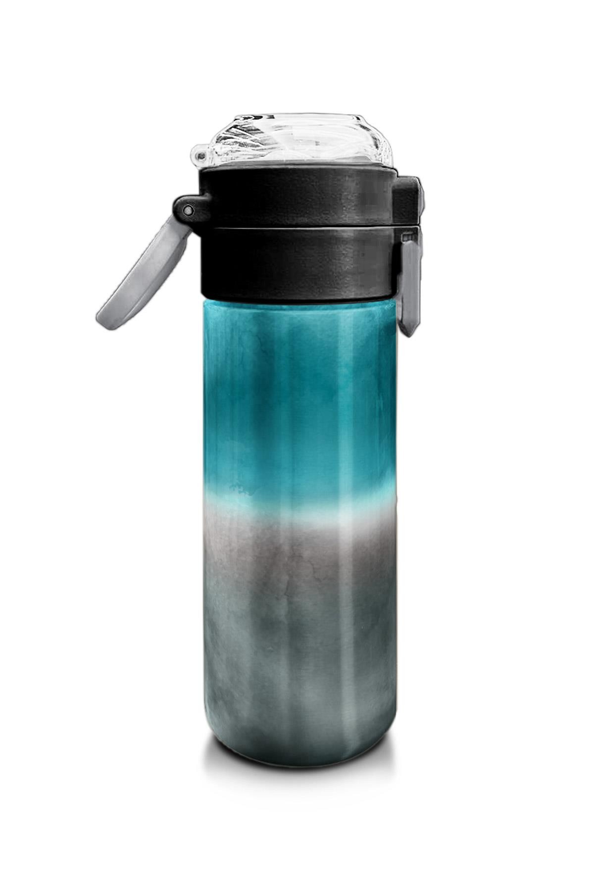 Coral High Kids Nefti Gri Renk Geçişli Desenli Pipetli ve Direkt İçim Çelik Termos 500 ml 31969