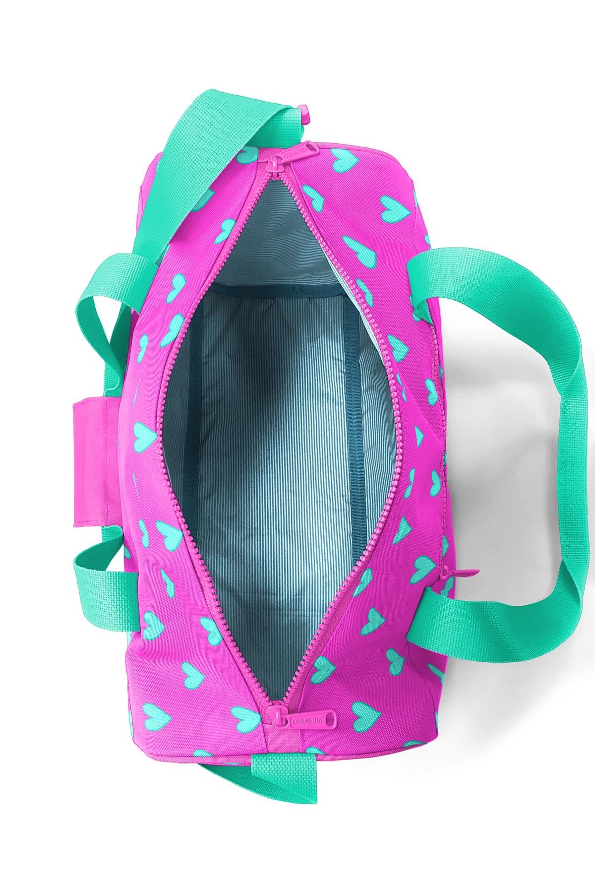 Coral High Neon Pembe Su Yeşili Kalp Desenli Spor Çantası 27513