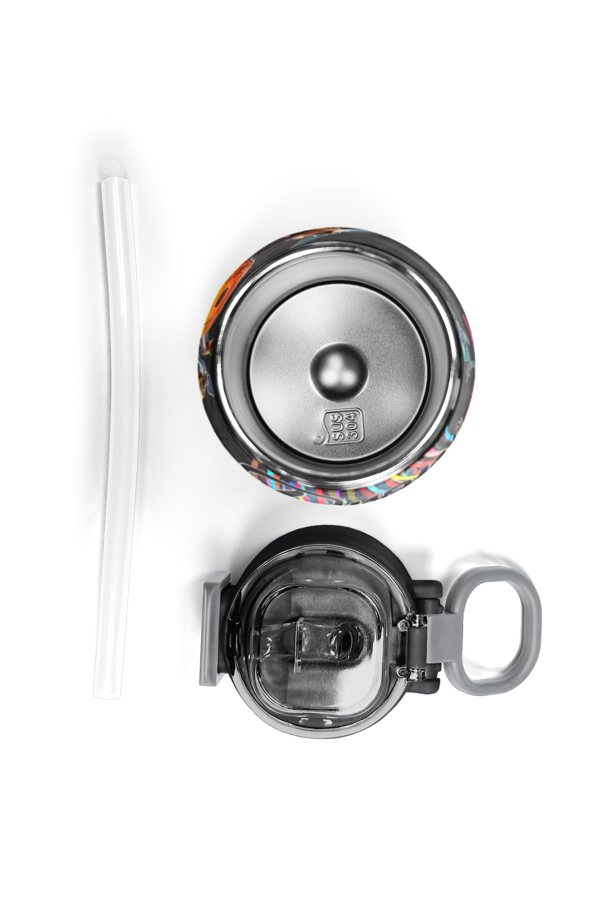 Coral High Kids Siyah Drone Pilot Desenli Pipetli ve Direkt İçim Çelik Termos 500 ml 31996