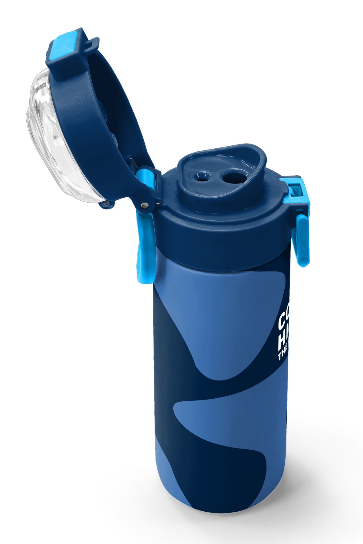 Coral High Kids Lacivert Mavi Desenli Pipetli ve Direkt İçim Çelik Termos 500 ml 31888