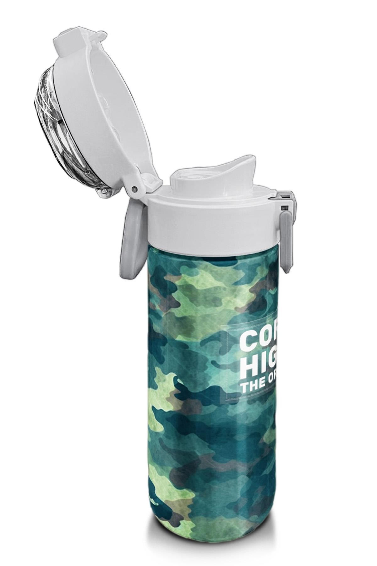 Coral High Kids Nefti Kamuflaj Desenli Pipetli ve Direkt İçim Çelik Termos 500 ml 31845