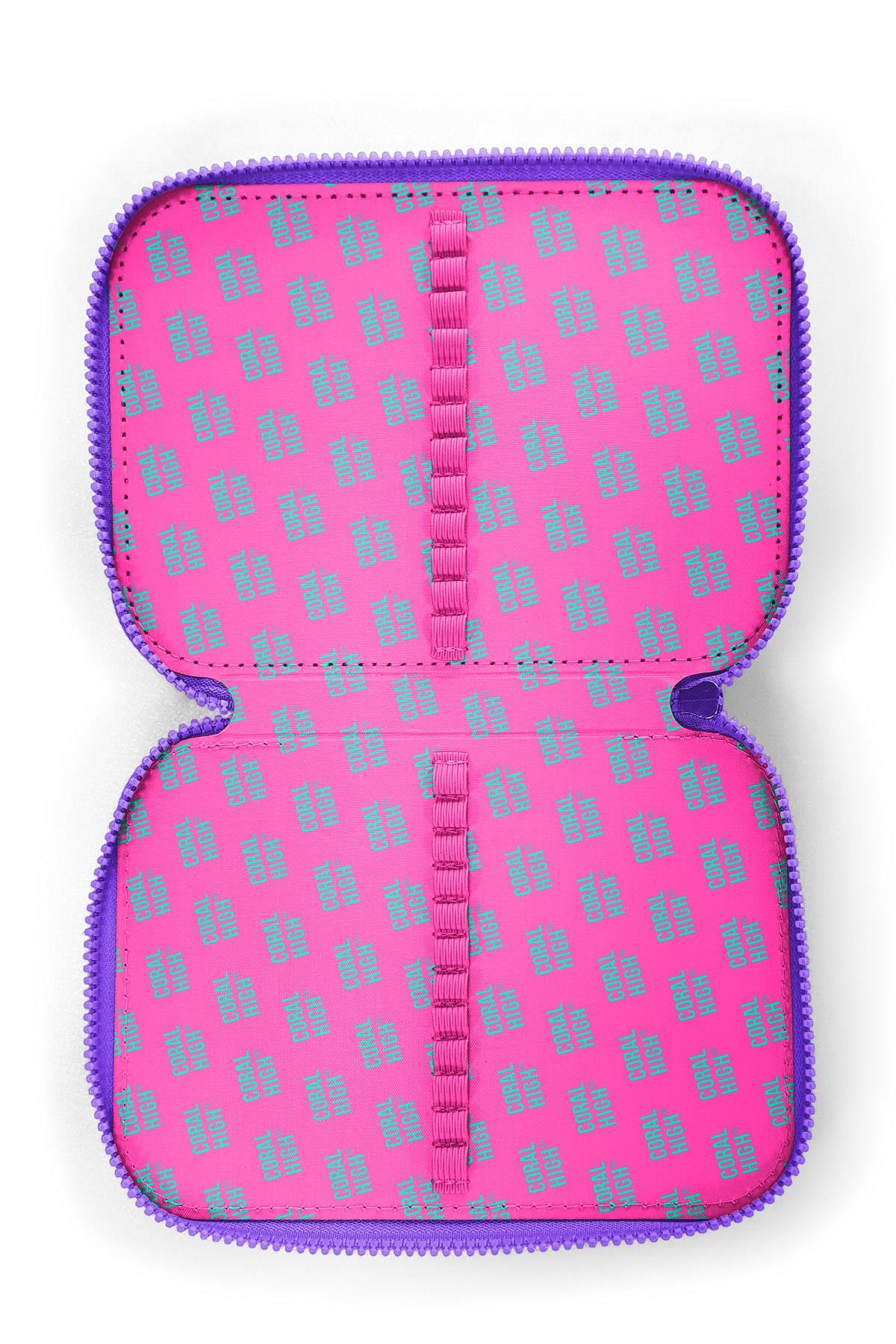 Coral High Kids Pembe Pastel Renkli Çift Katlı Kalem Çanta 11136