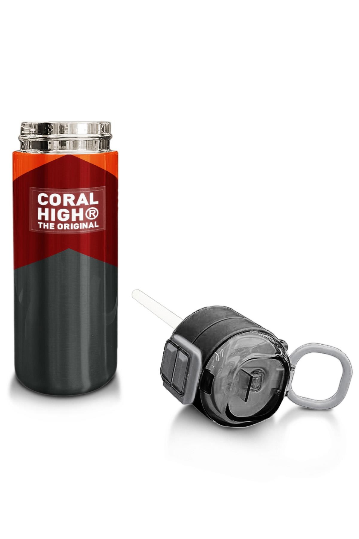 Coral High Kids Turuncu Bordo Desenli Pipetli ve Direkt İçim Çelik Termos 500 ml 31892