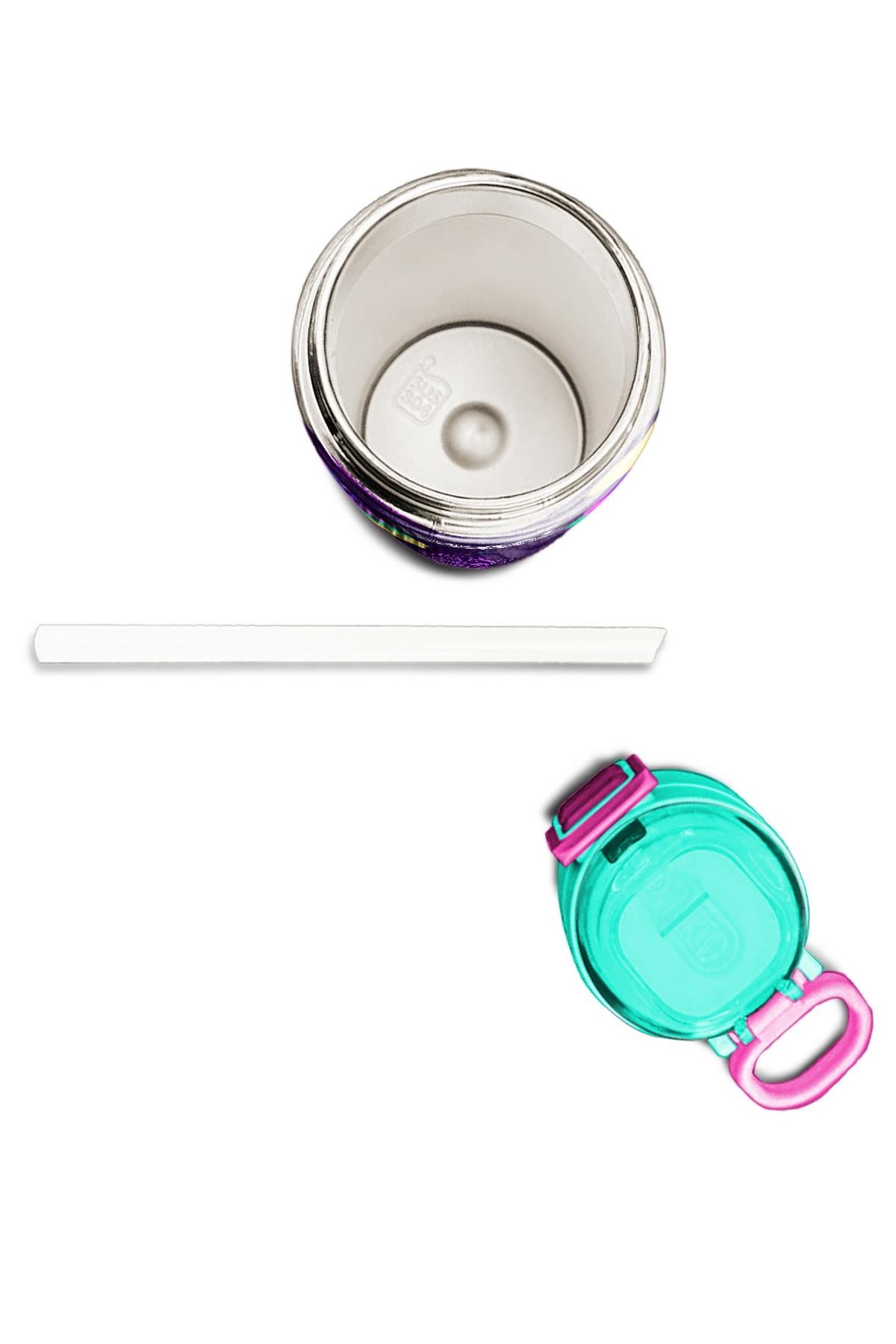 Coral High Kids Mor Pembe Dondurma Desenli Pipetli ve Direkt İçim Çelik Termos 500 ml 31980