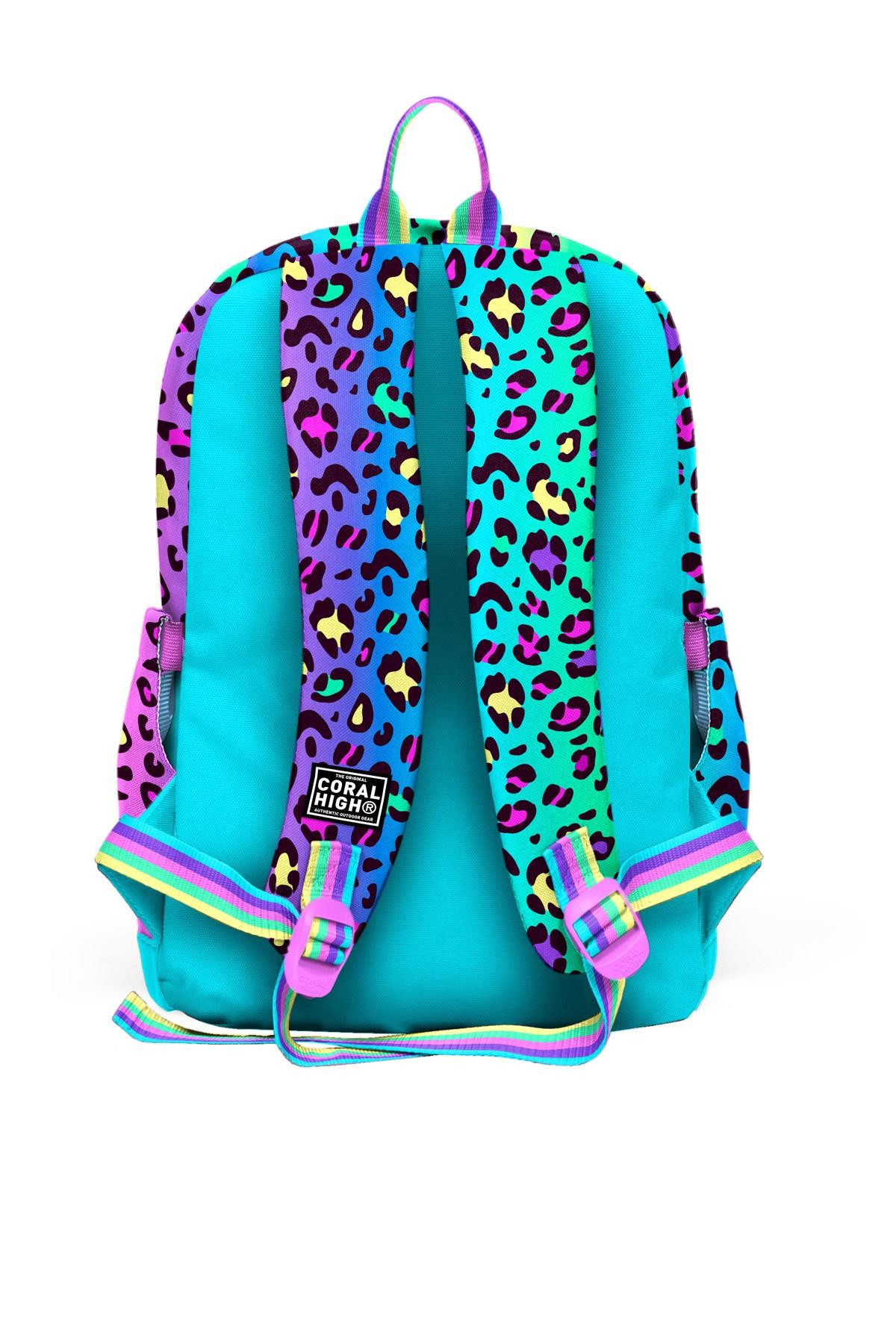 Coral High Kids Renkli Leopar Desenli Okul Sırt Çantası 23769