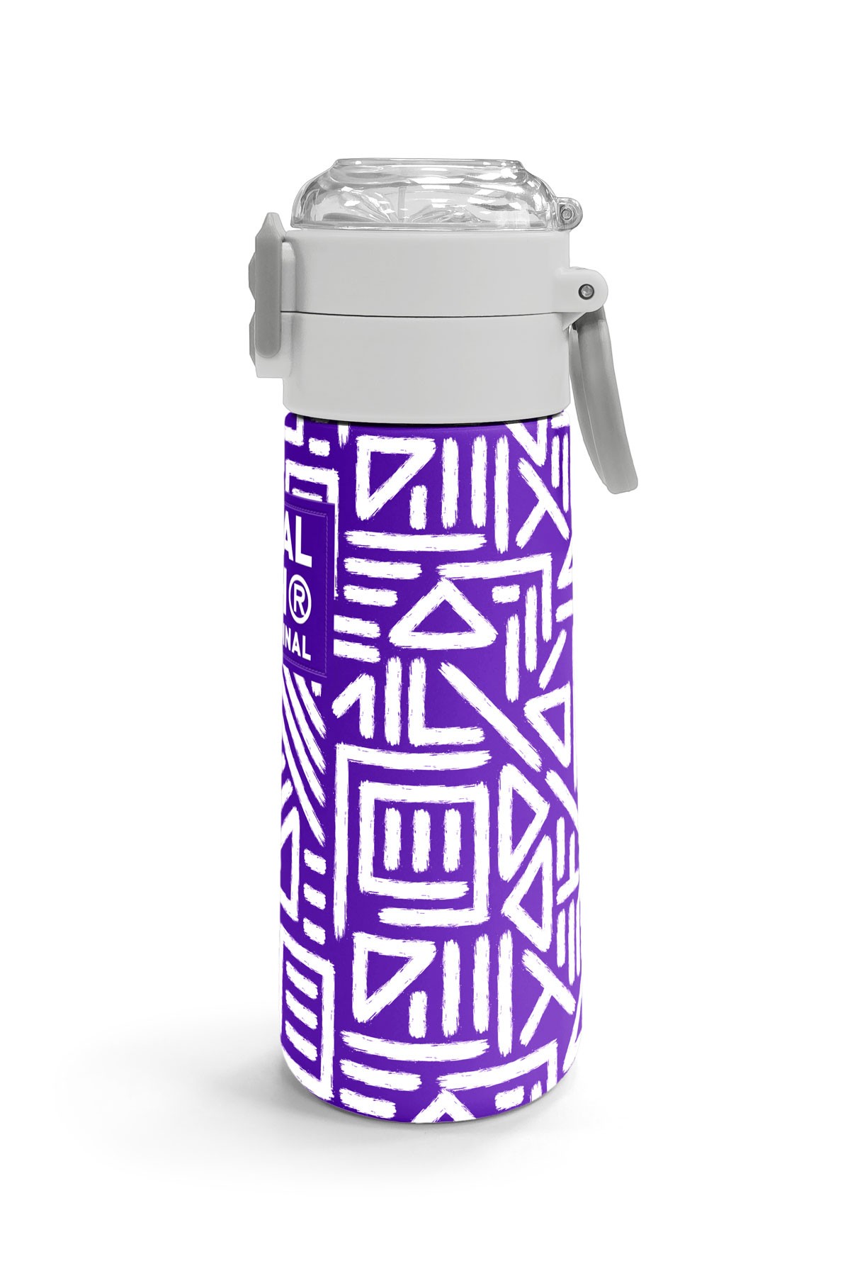 Coral High Kids Mor Beyaz Geometrik Desenli Pipetli ve Direkt İçim Çelik Termos 500 ml 31883