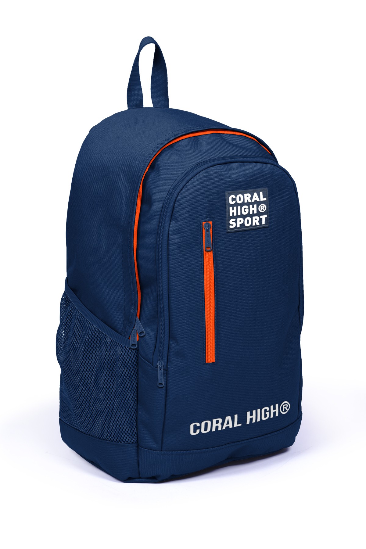 Coral High Sport Lacivert Neon Turuncu Üç Bölmeli USB Şarjlı Kulaklık Çıkışlı Sırt Çantası 23232