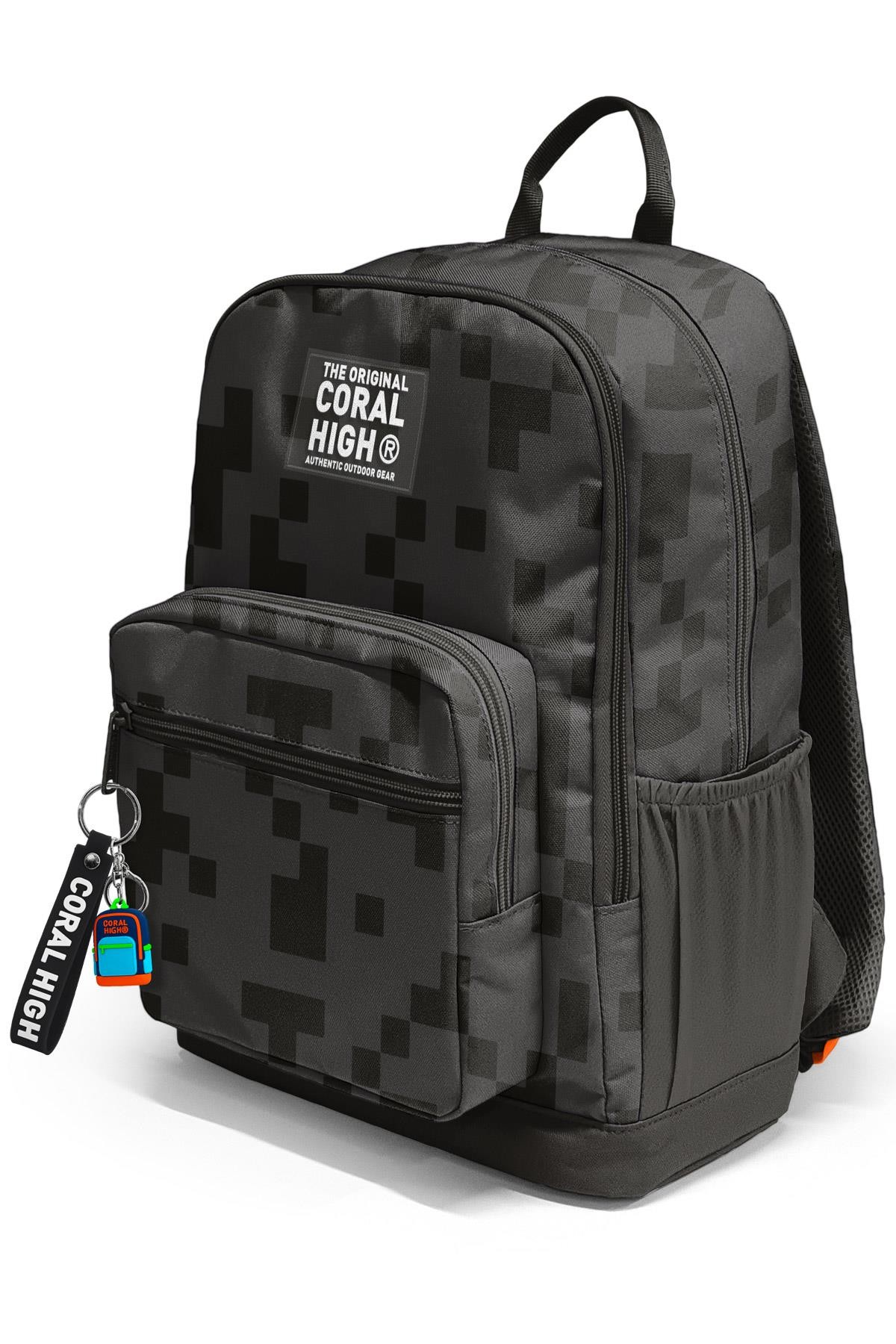 Coral High Siyah Blok Desenli Okul Sırt Çantası 23694