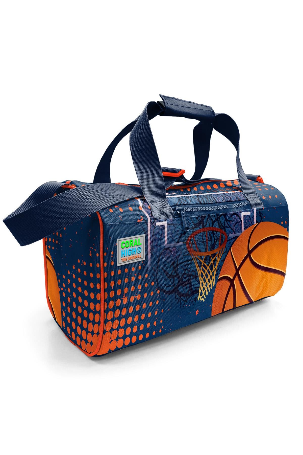 Coral High Turuncu Lacivert Basketbol Desenli Spor Çantası 27519