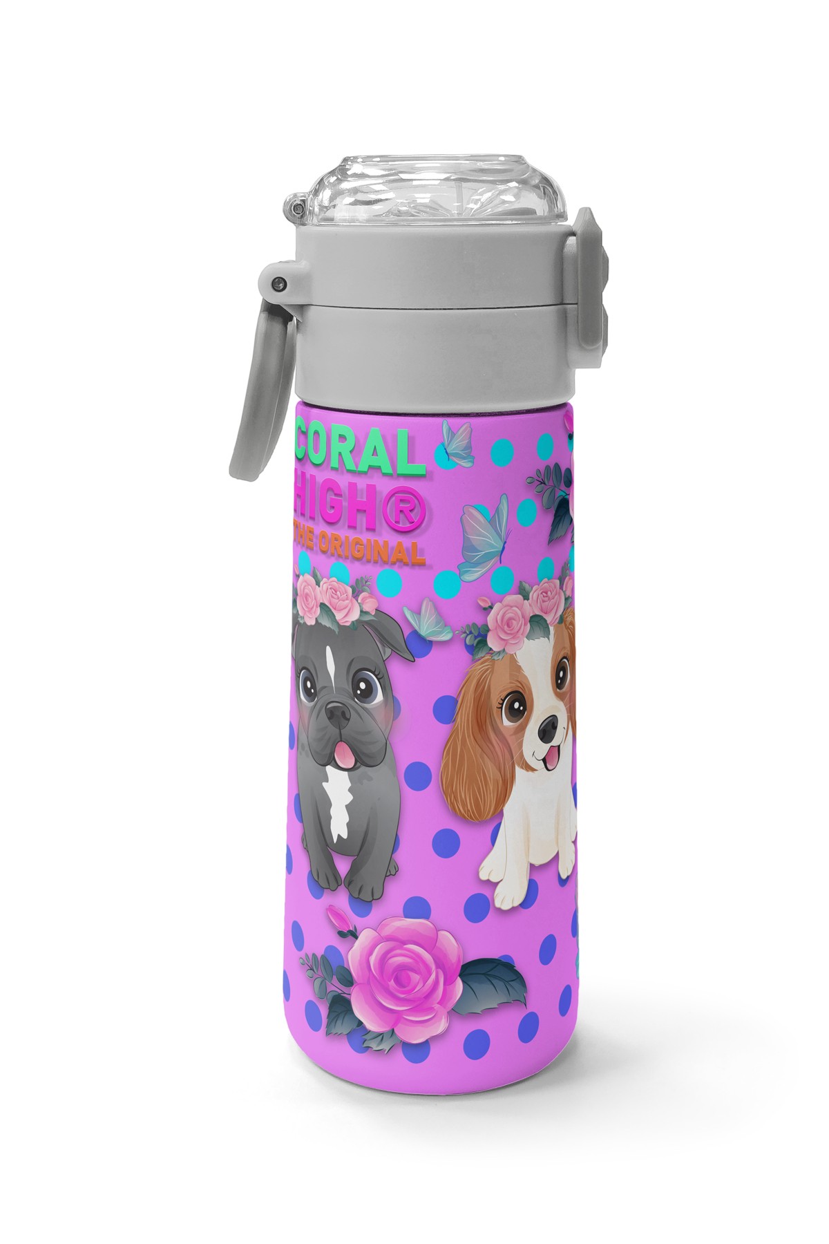 Coral High Kids Pembe Köpek Desenli Pipetli ve Direkt İçim Çelik Termos 500 ml 31951