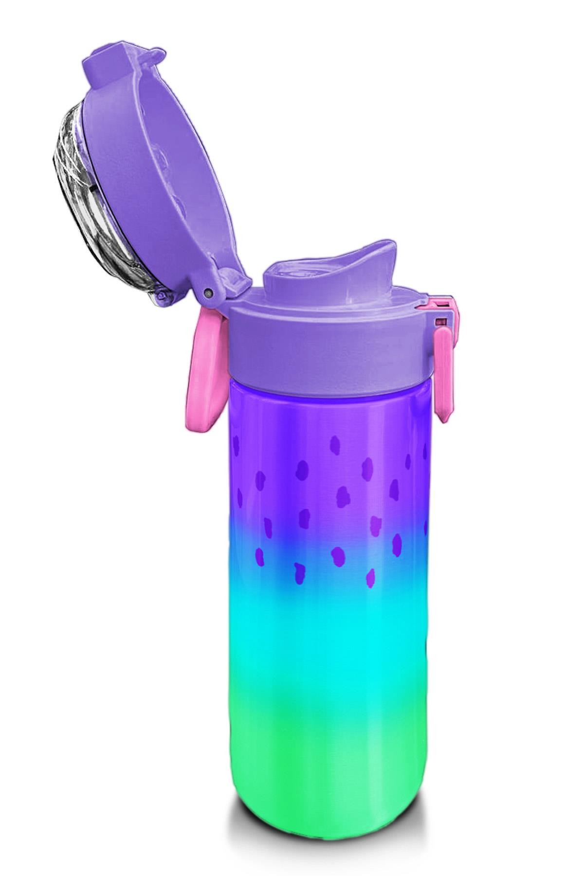 Coral High Kids Mor Lila Renk Geçişli Pipetli ve Direkt İçim Çelik Termos 500 ml 31850