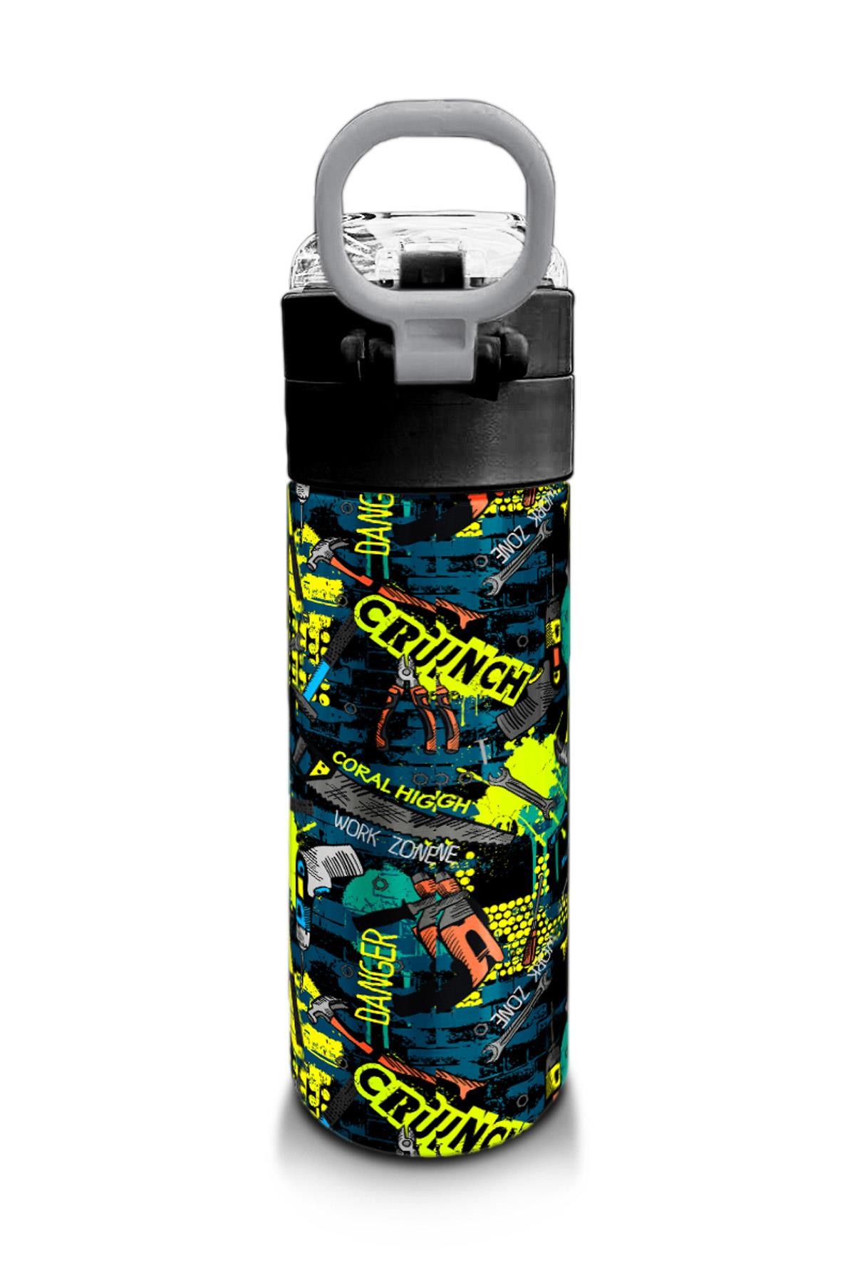 Coral High Kids Nefti Siyah Tamir Seti Desenli Pipetli ve Direkt İçim Çelik Termos 500 ml 31974