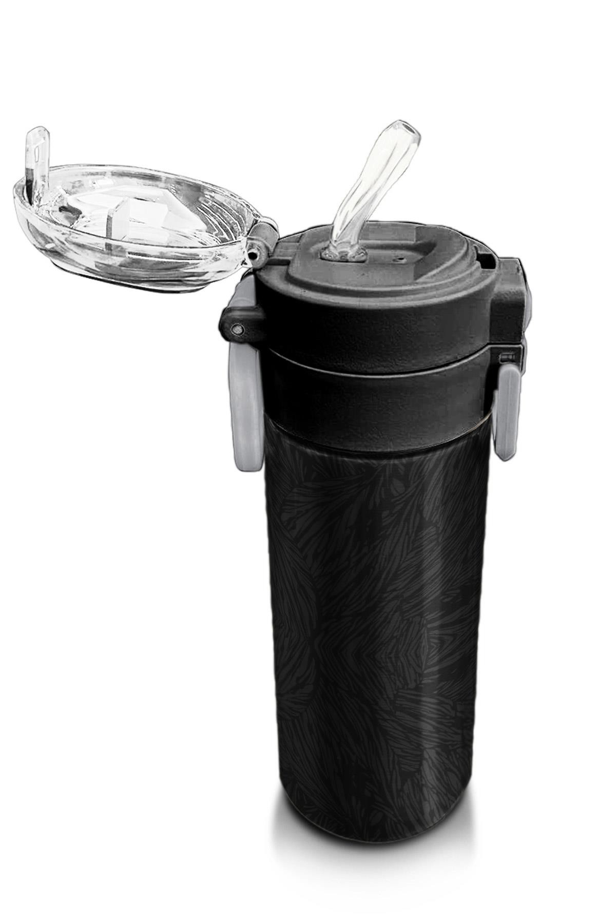 Coral High Kids Siyah Futbol Desenli Pipetli ve Direkt İçim Çelik Termos 500 ml 31898