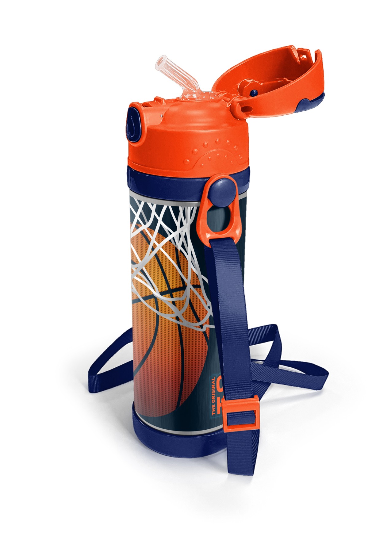 Coral High Kids Lacivert Turuncu Basketbol Desenli Pipetli Çelik Termos 500 ml 11927