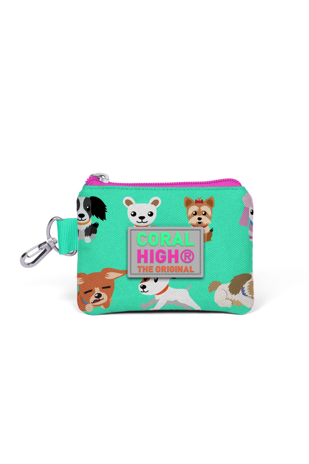 Coral High Kids Su Neon Pembe Yeşili Köpek Desenli Bozuk Para Çantası 21716