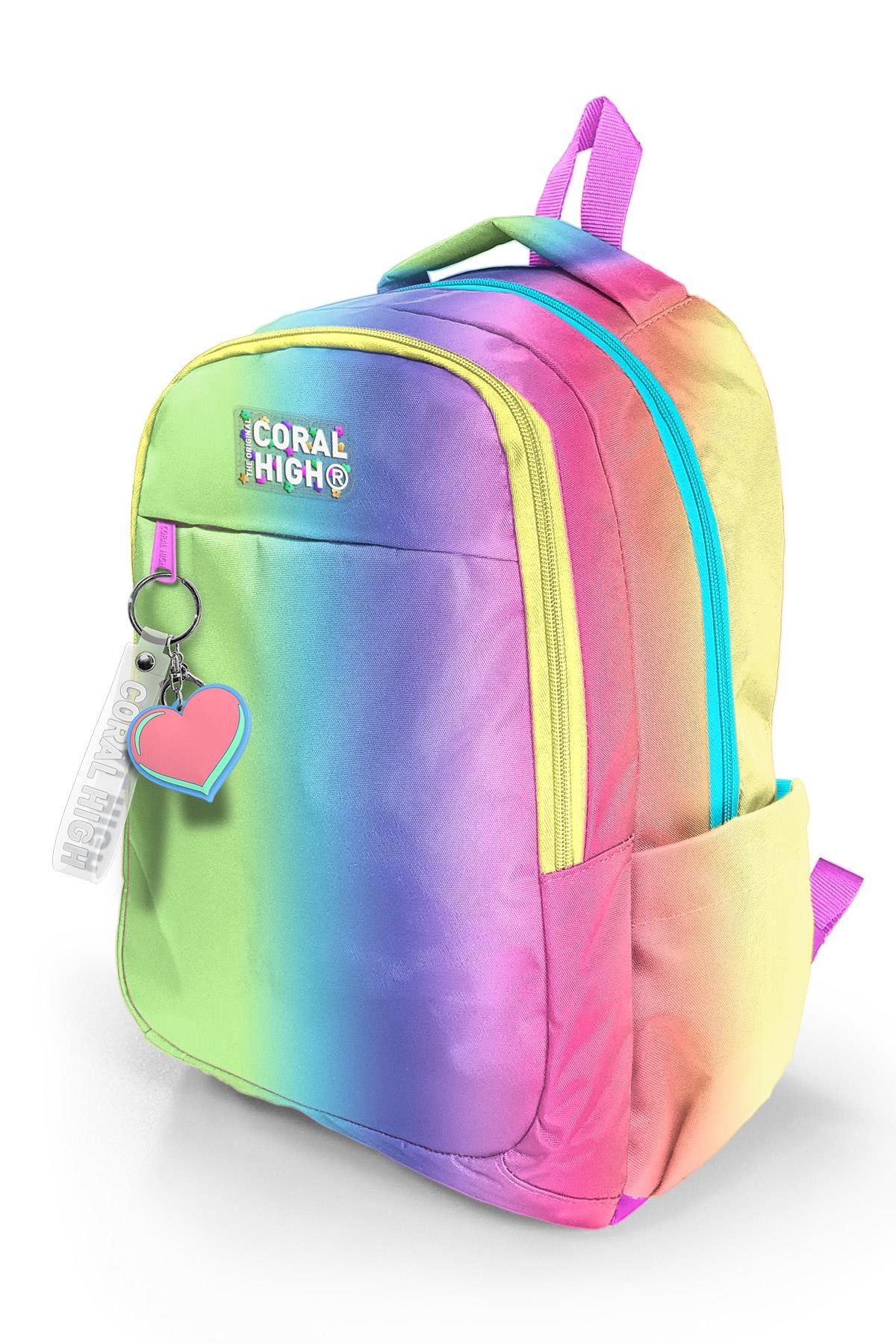 Coral High Kids Renk Geçişli Desenli Üç Bölmeli Okul Sırt Çantası 23668