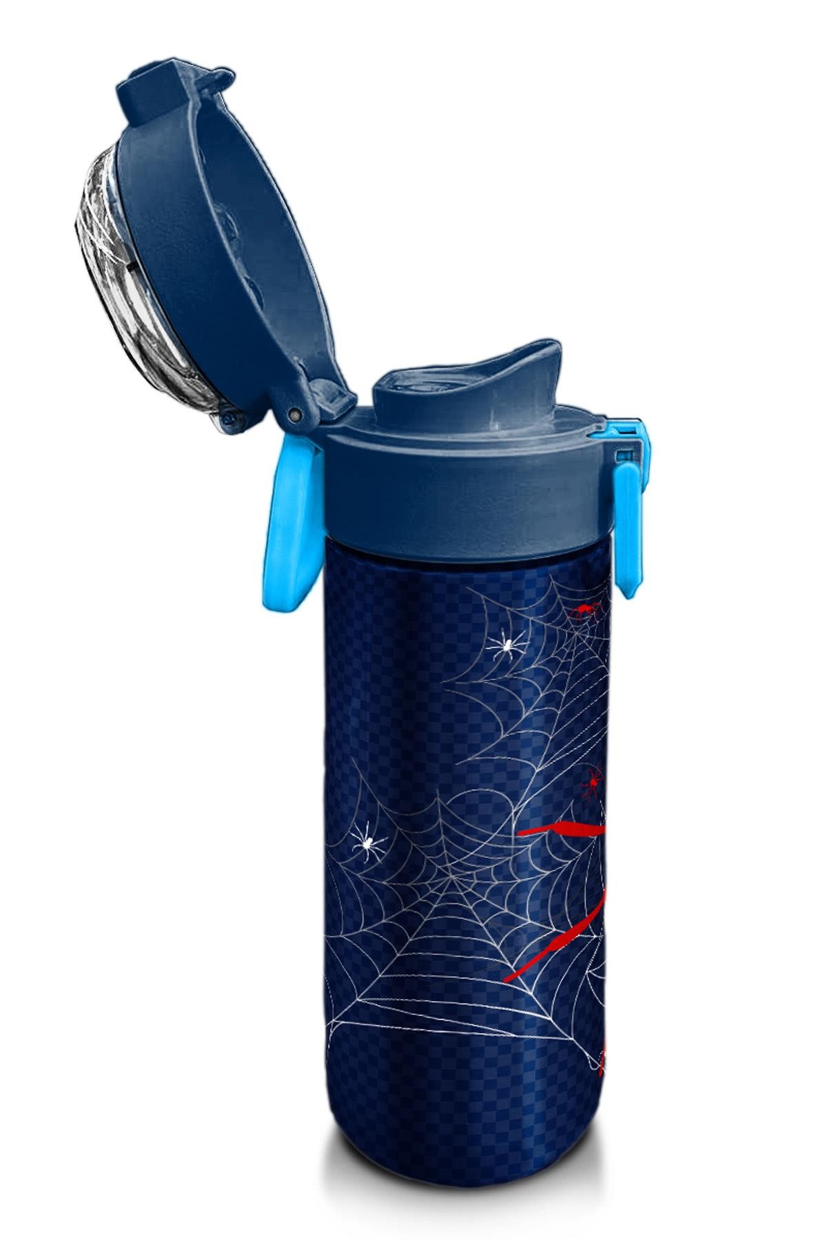 Coral High Kids Lacivert Kırmızı Örümcek Desenli Pipetli ve Direkt İçim Çelik Termos 500 ml 31931
