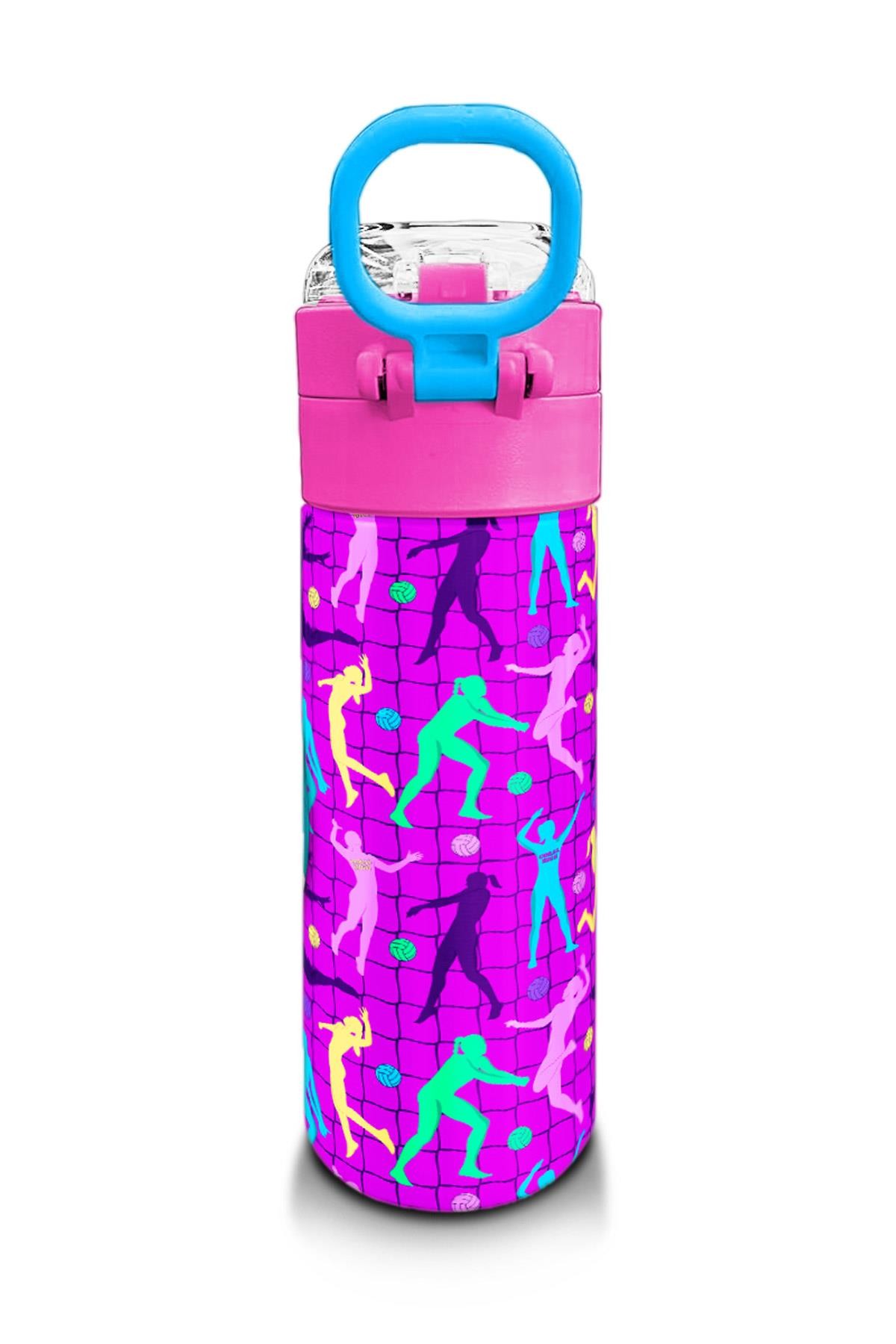 Coral High Kids Pembe Mor Voleybol Desenli Pipetli ve Direkt İçim Çelik Termos 500 ml 31795