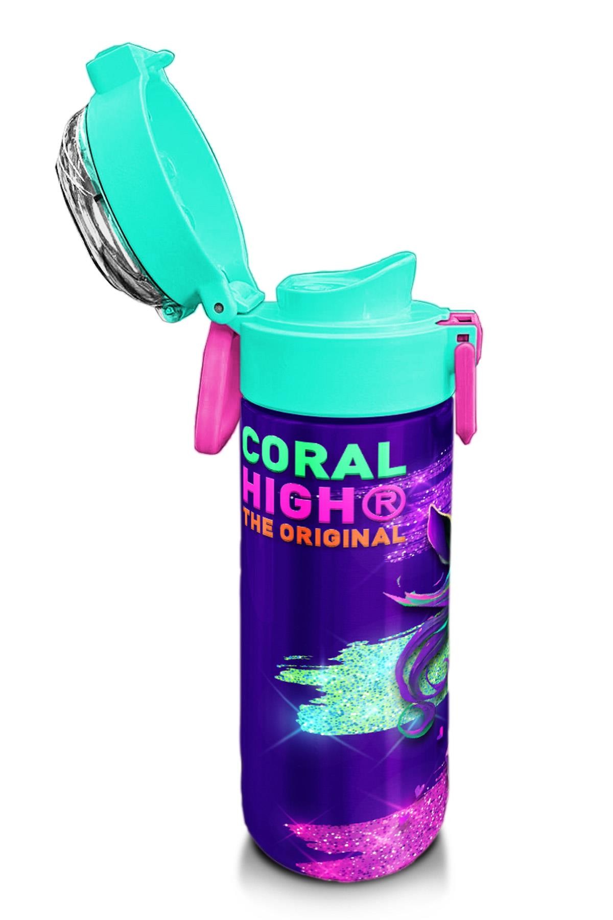 Coral High Kids Pembe Su Yeşili Unicorn Desenli Pipetli ve Direkt İçim Çelik Termos 500 ml 31959
