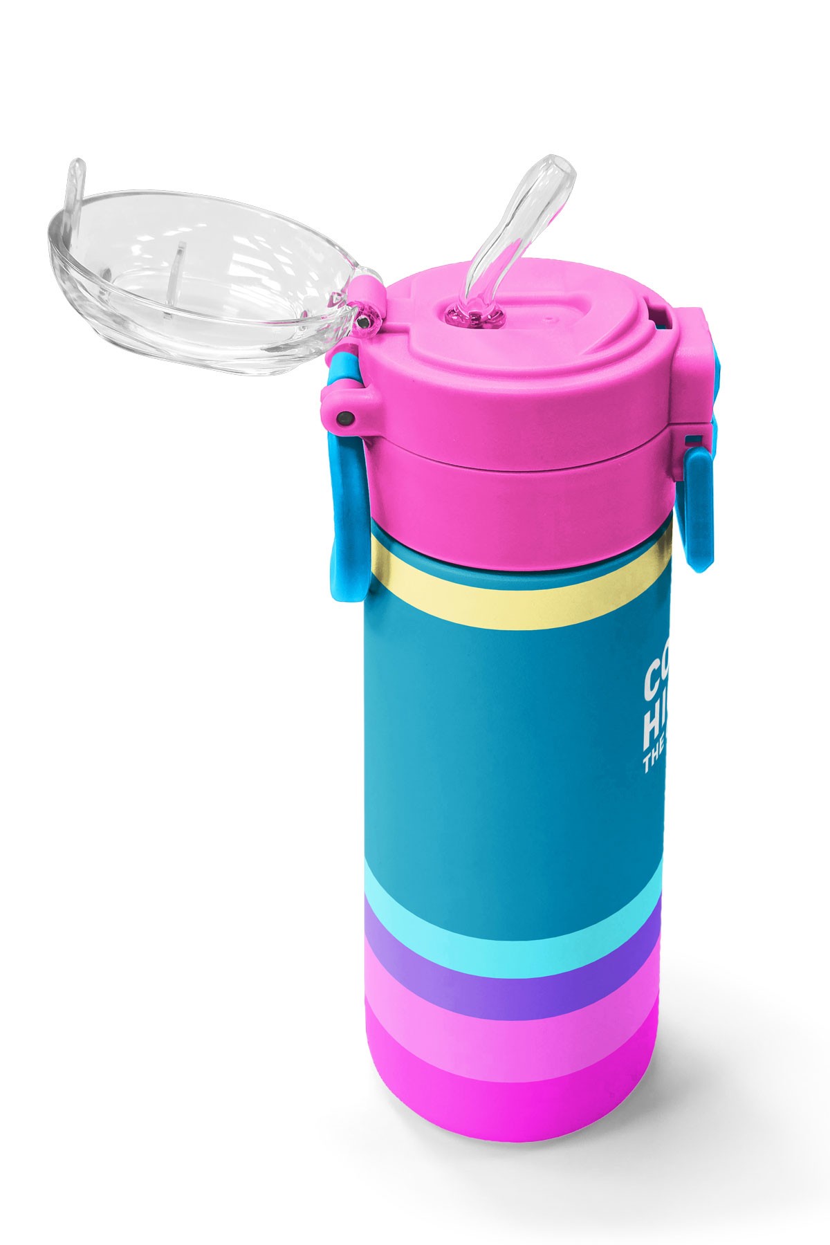 Coral High Kids Pembe Pastel Renkli Pipetli ve Direkt İçim Çelik Termos 500 ml 31960