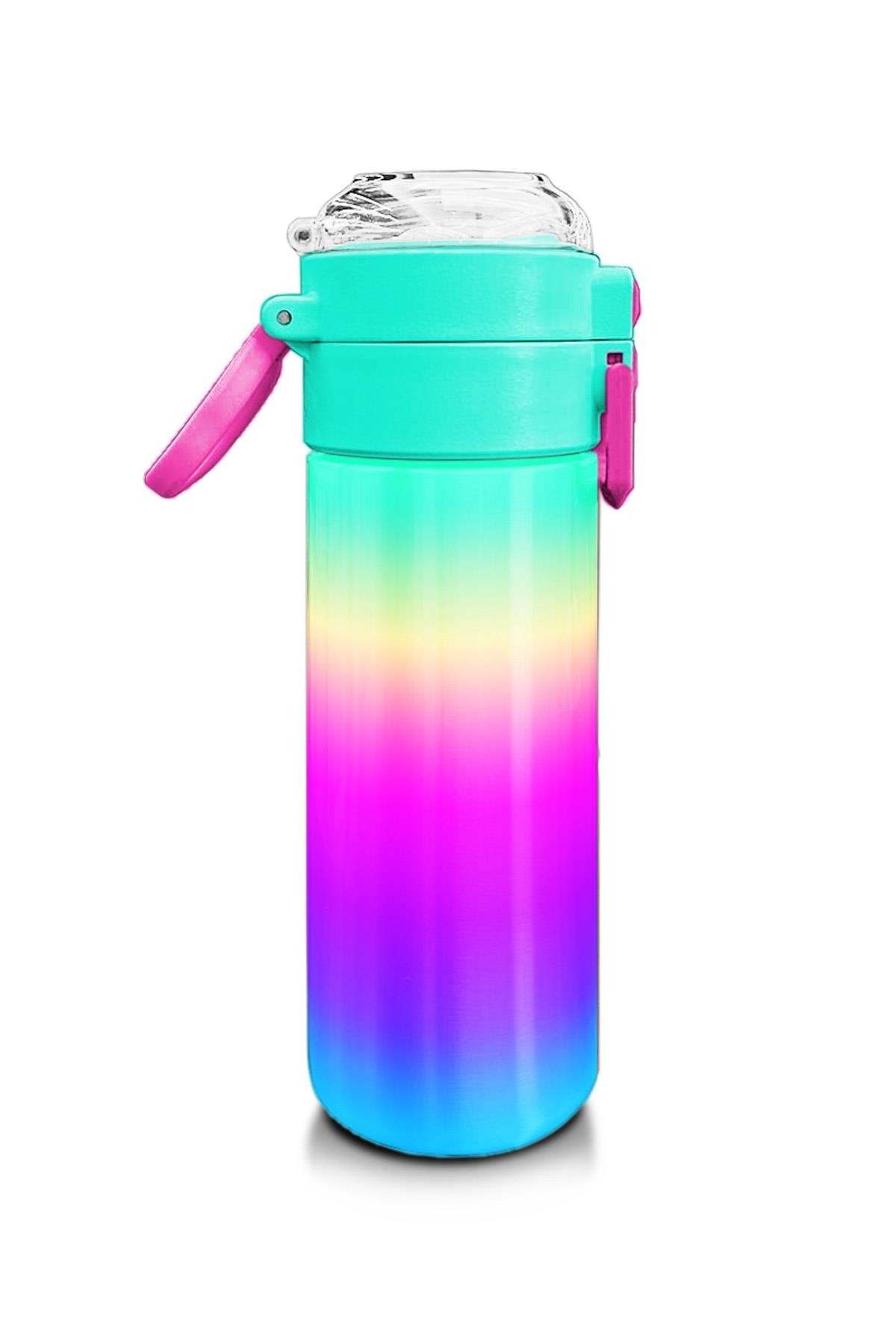 Coral High Kids Renk Geçişli Desenli Pipetli ve Direkt İçim Çelik Termos 500 ml 31924