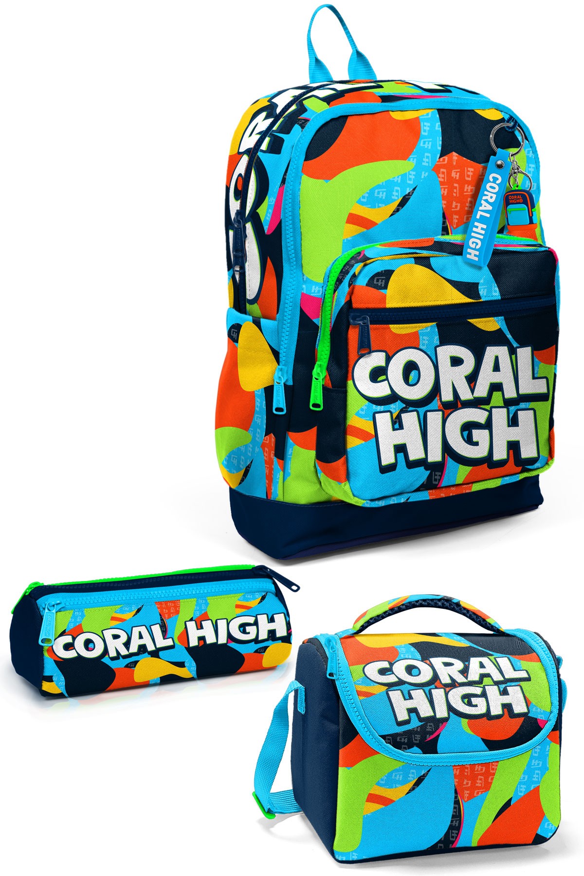 Coral High Kids Lacivert Mavi Graffiti Desenli 3’lü Okul Çanta Seti SET0123777