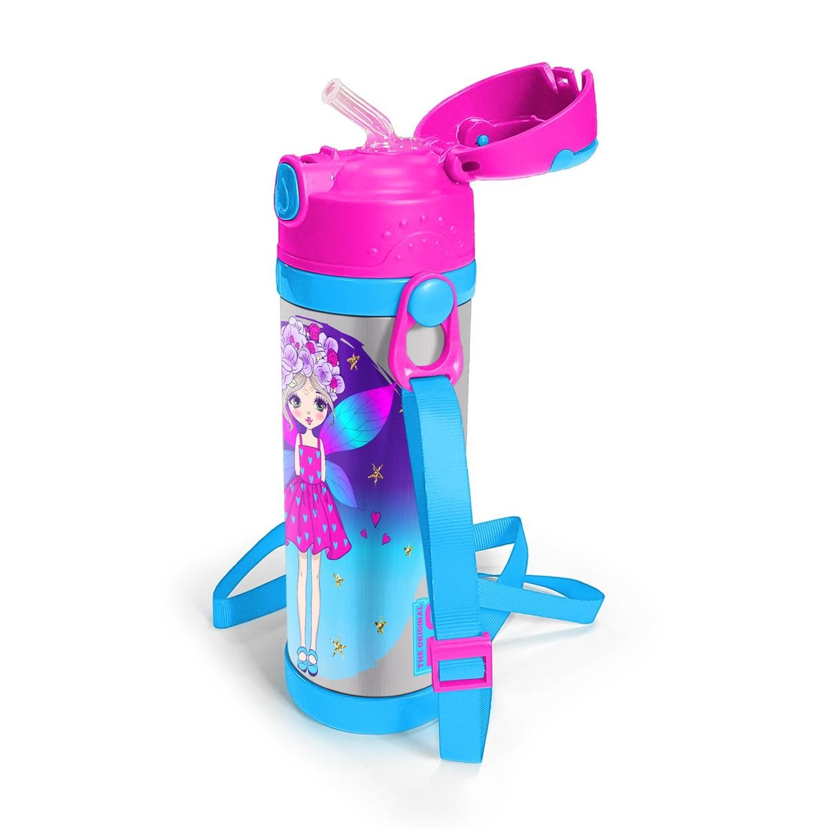 Coral High Kids Pembe Mavi Peri Desenli Pipetli Çelik Termos 500 ml 11933