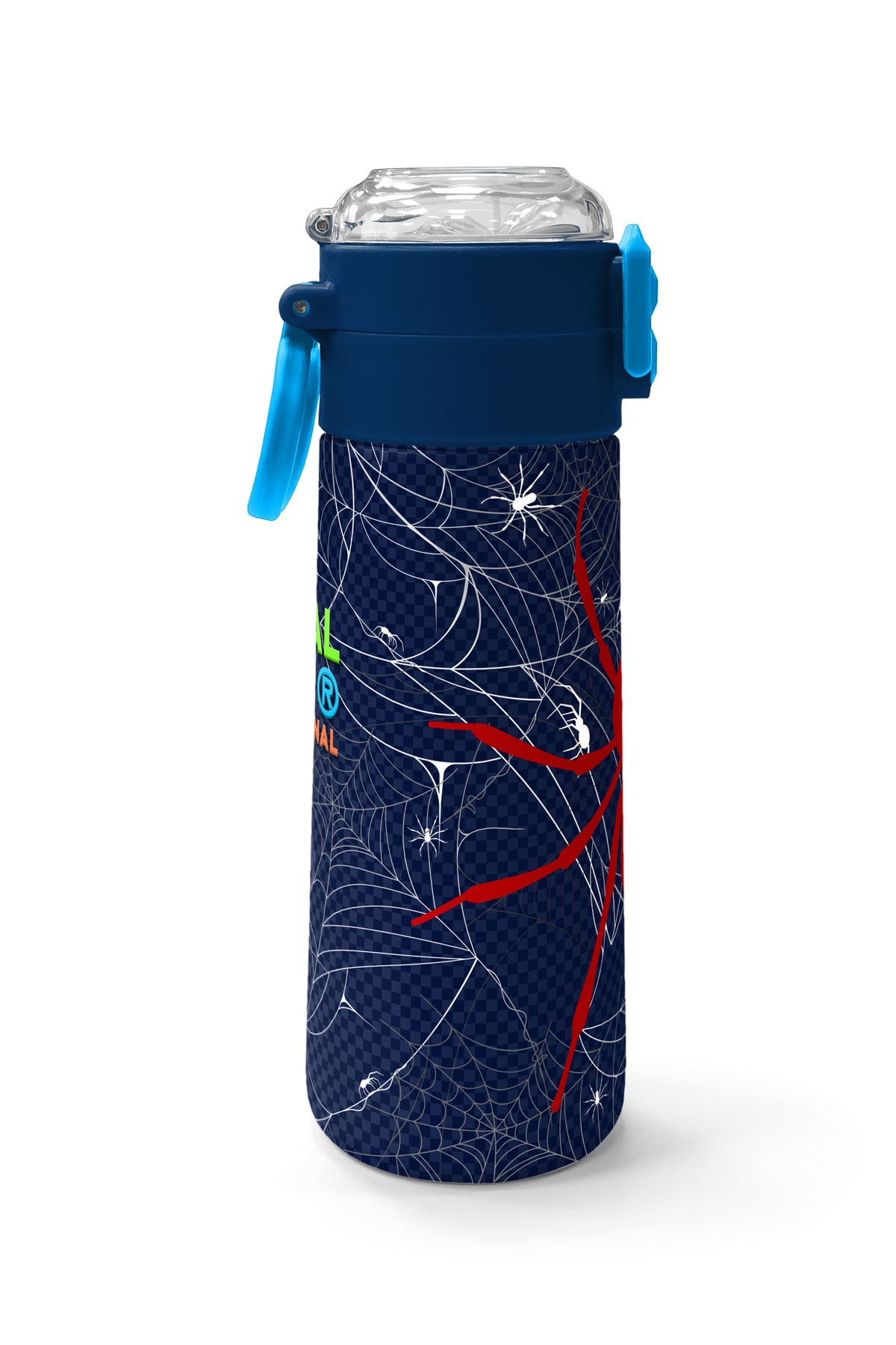Coral High Kids Lacivert Kırmızı Örümcek Desenli Pipetli ve Direkt İçim Çelik Termos 500 ml 31931
