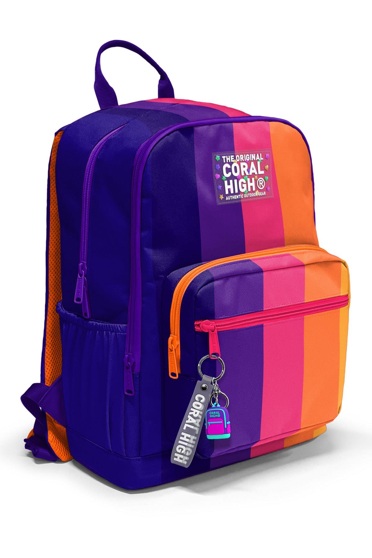 Coral High Renkli Çizgili Okul Sırt Çantası 23674