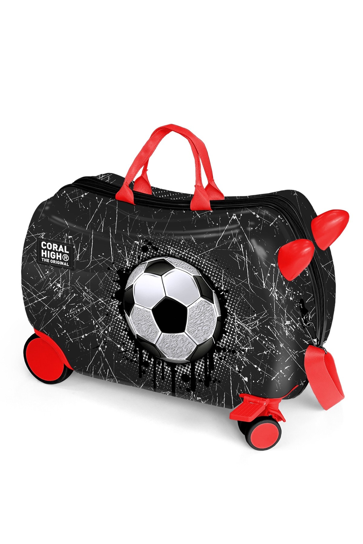 Coral High Siyah Kids Futbol Desenli Otur-Çek Çocuk Valizi 16369