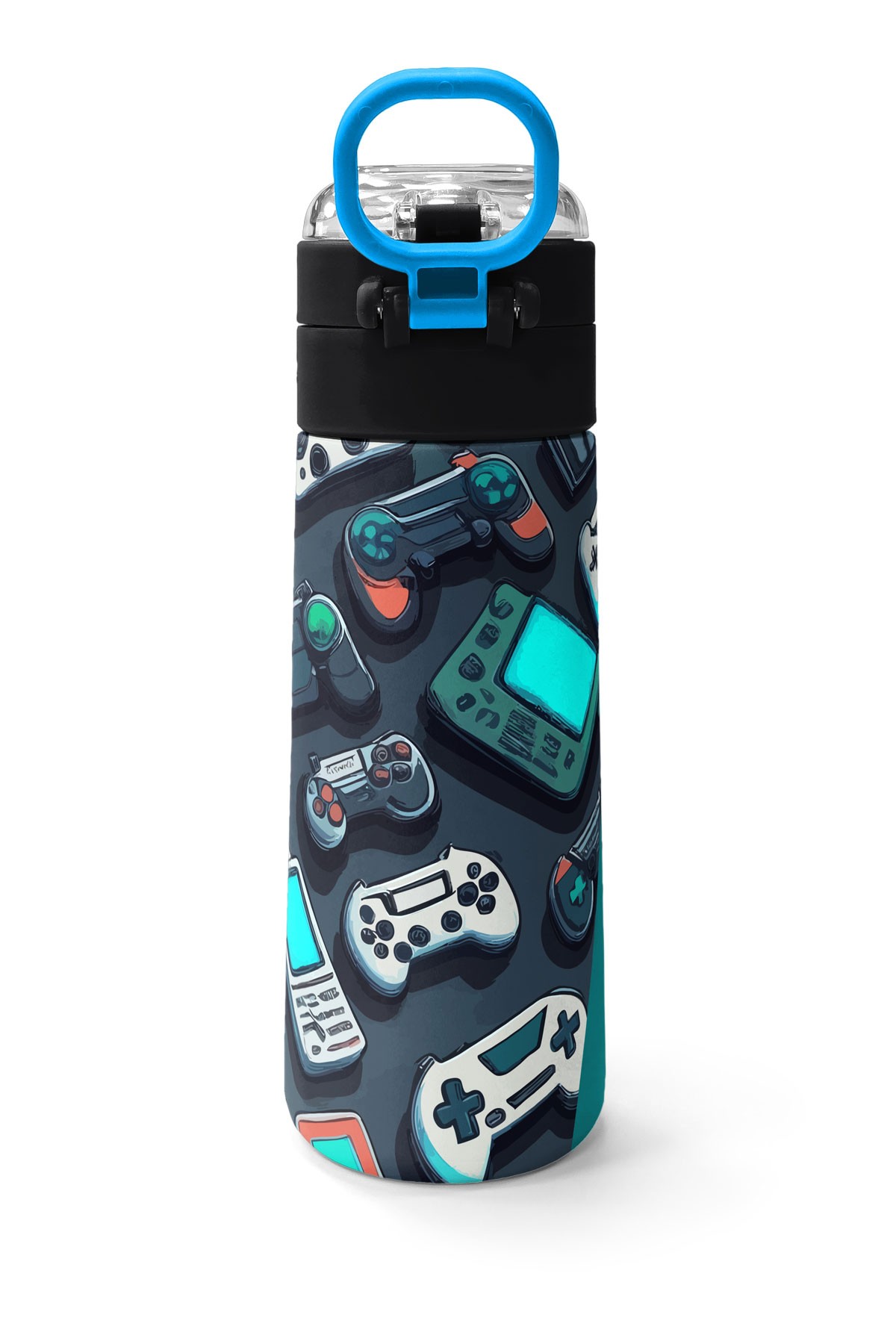 Coral High Kids Nefti Gamer Desenli Pipetli ve Direkt İçim Çelik Termos 500 ml 31861