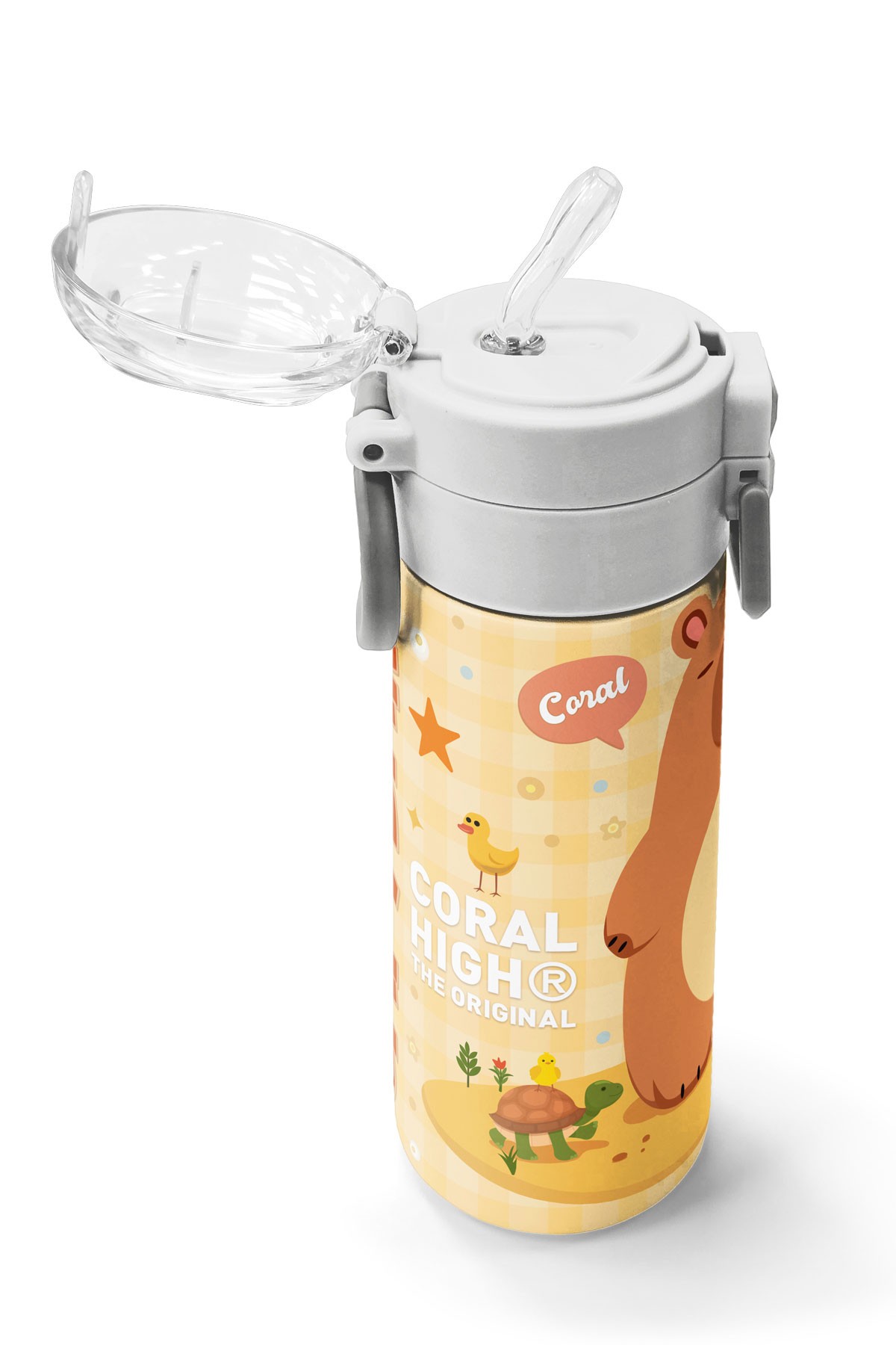 Coral High Kids Kapibara  Desenli Pipetli ve Direkt İçim Çelik Termos 500 ml 31793