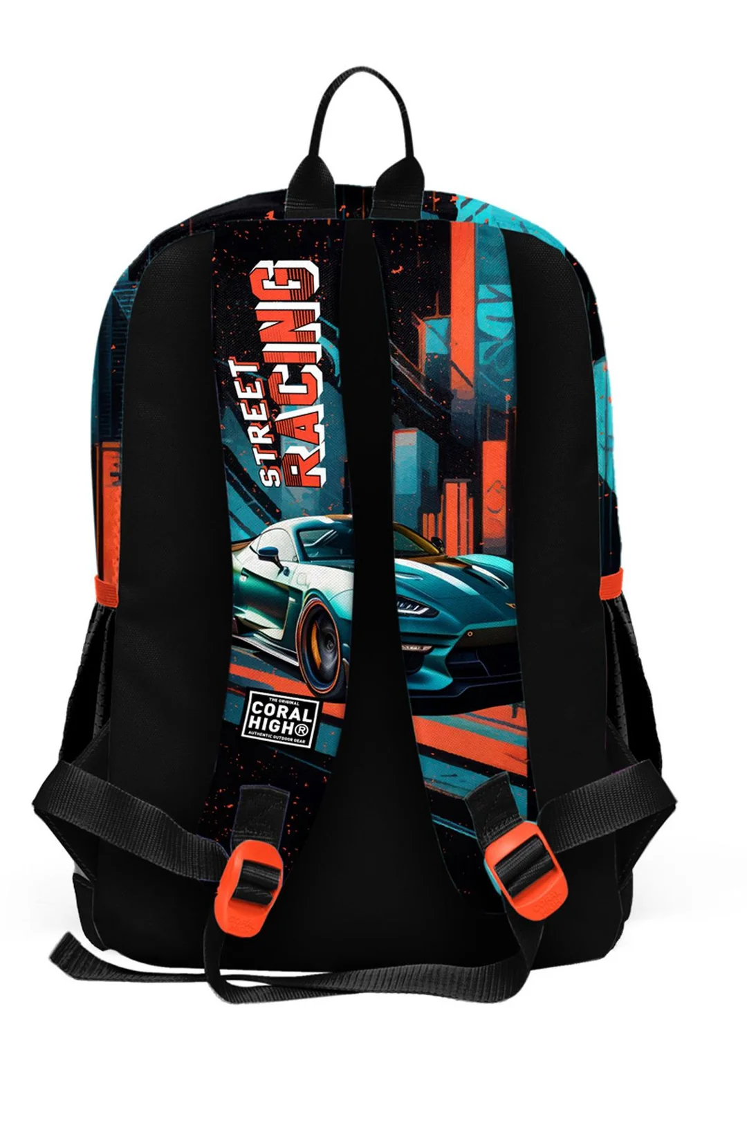 Coral High Kids Siyah Nefti Yarış Arabası Desenli 3'lü Okul Çanta Seti