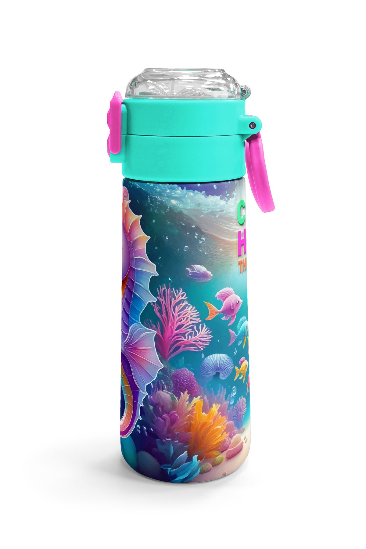 Coral High Kids Denizatı Desenli Pipetli ve Direkt İçim Çelik Termos 500 ml 31988