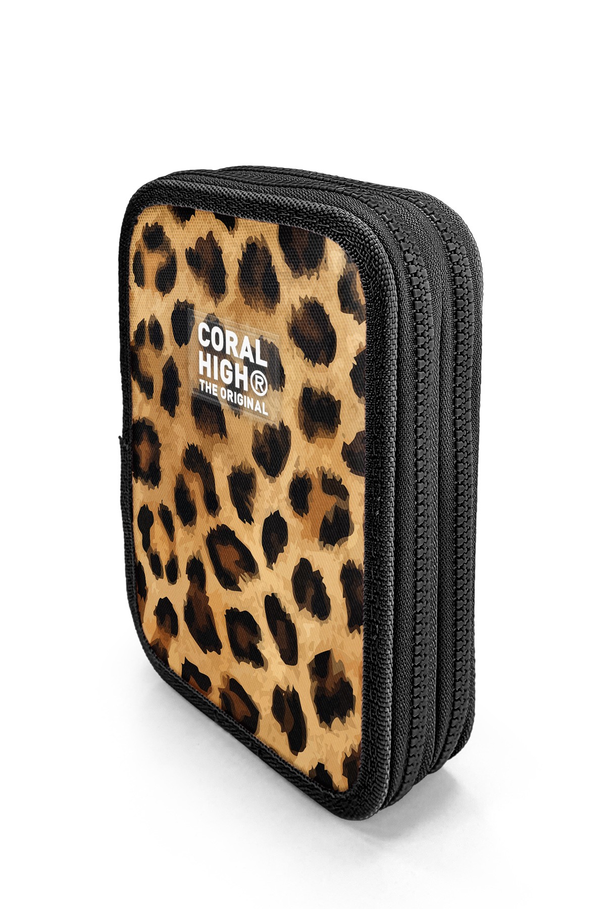 Coral High Kahverengi Leopar Desenli Çift Katlı Kalem Çanta 11147