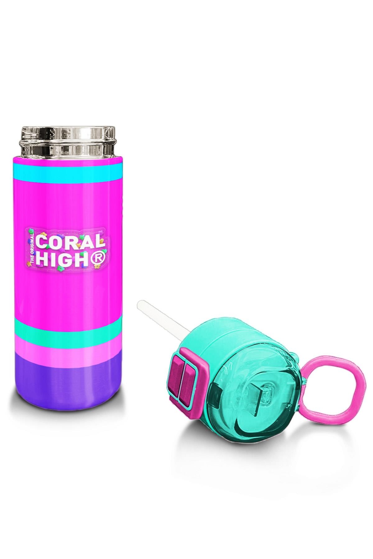 Coral High Kids Çok Renkli Pipetli ve Direkt İçim Çelik Termos 500 ml 31864
