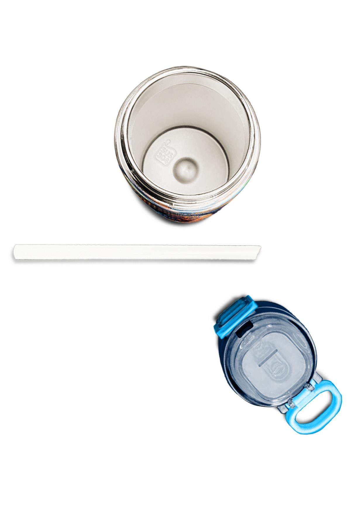 Coral High Kids Turuncu High Wheels Truck Desenli Pipetli ve Direkt İçim Çelik Termos 500 ml 31994