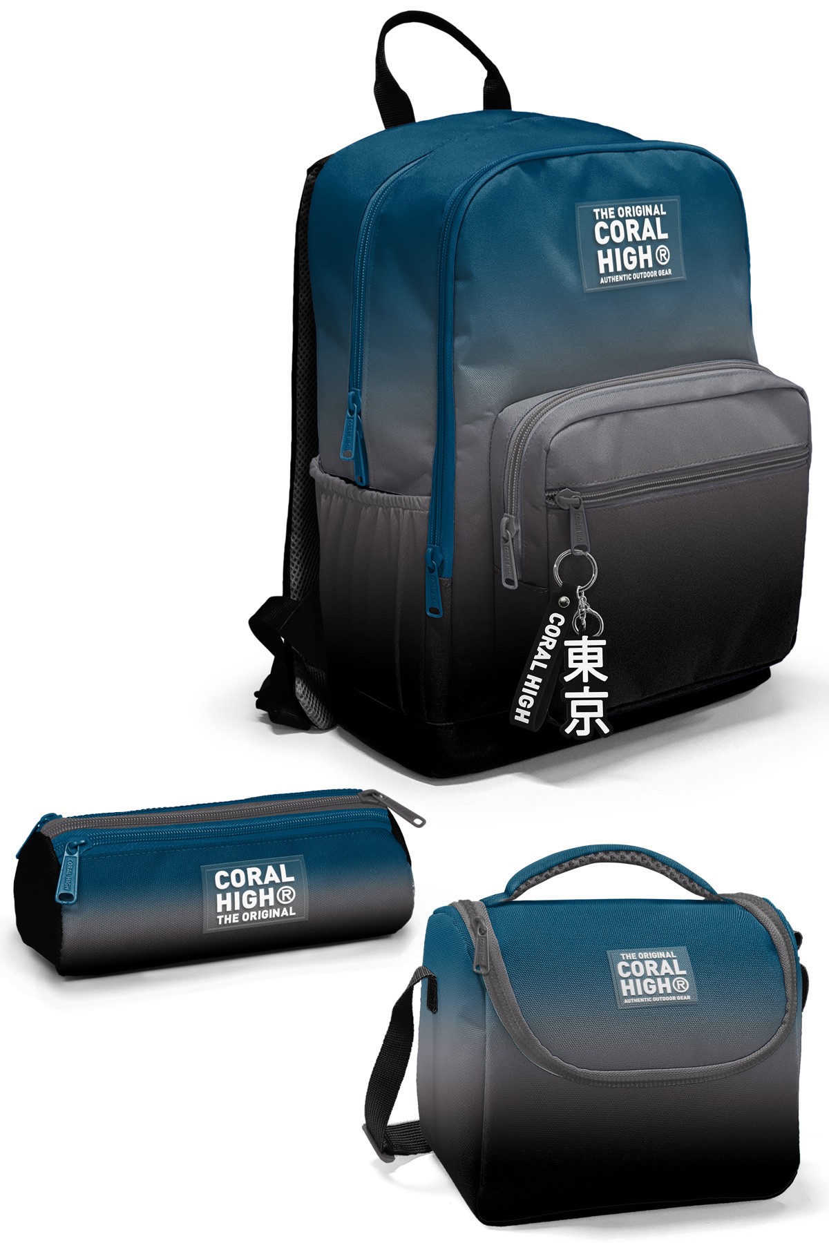 Coral High Nefti Gri Renk Geçişli 3’lü Okul Çanta Seti SET0123642