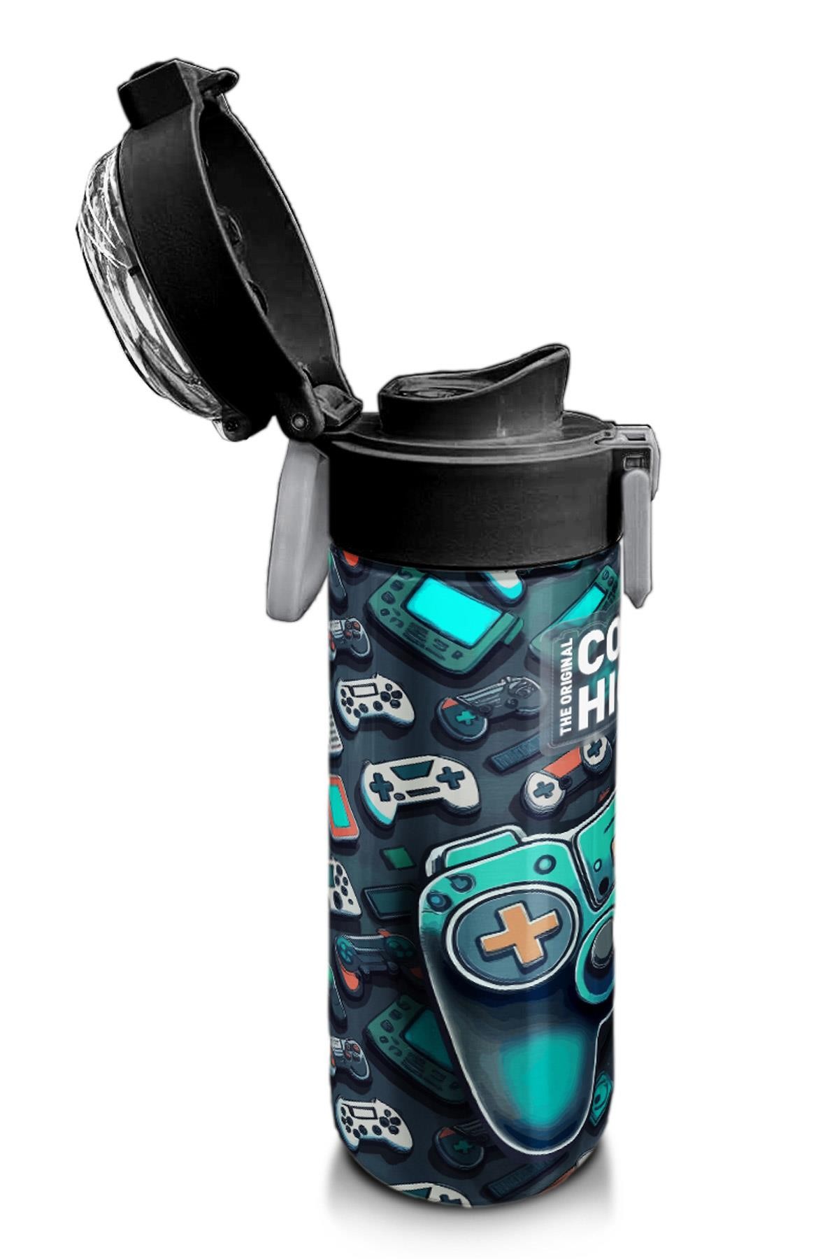 Coral High Kids Nefti Gamer Desenli Pipetli ve Direkt İçim Çelik Termos 500 ml 31861