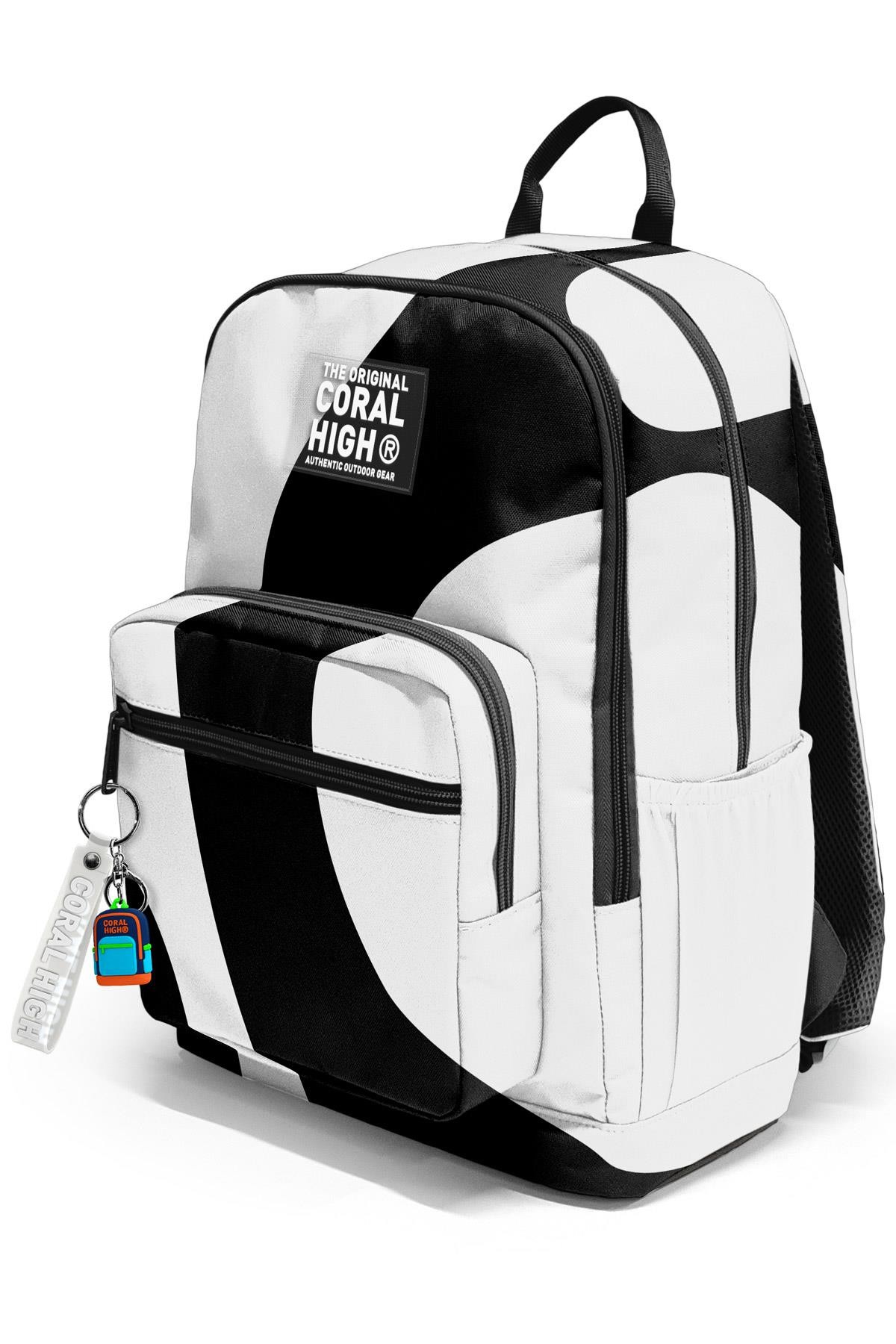 Coral High Siyah Beyaz Desenli Okul Sırt Çantası 23687
