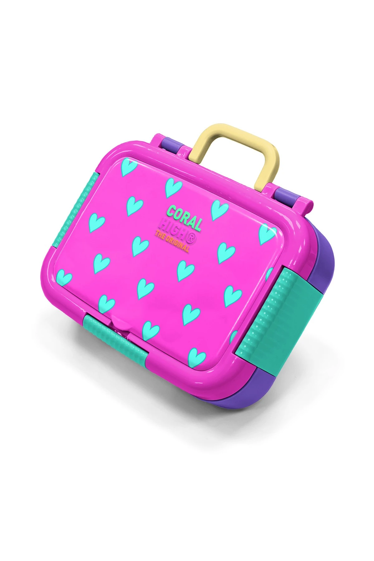 Coral High Kids Neon Pembe Su Yeşili Kalp Desenli Paslanmaz