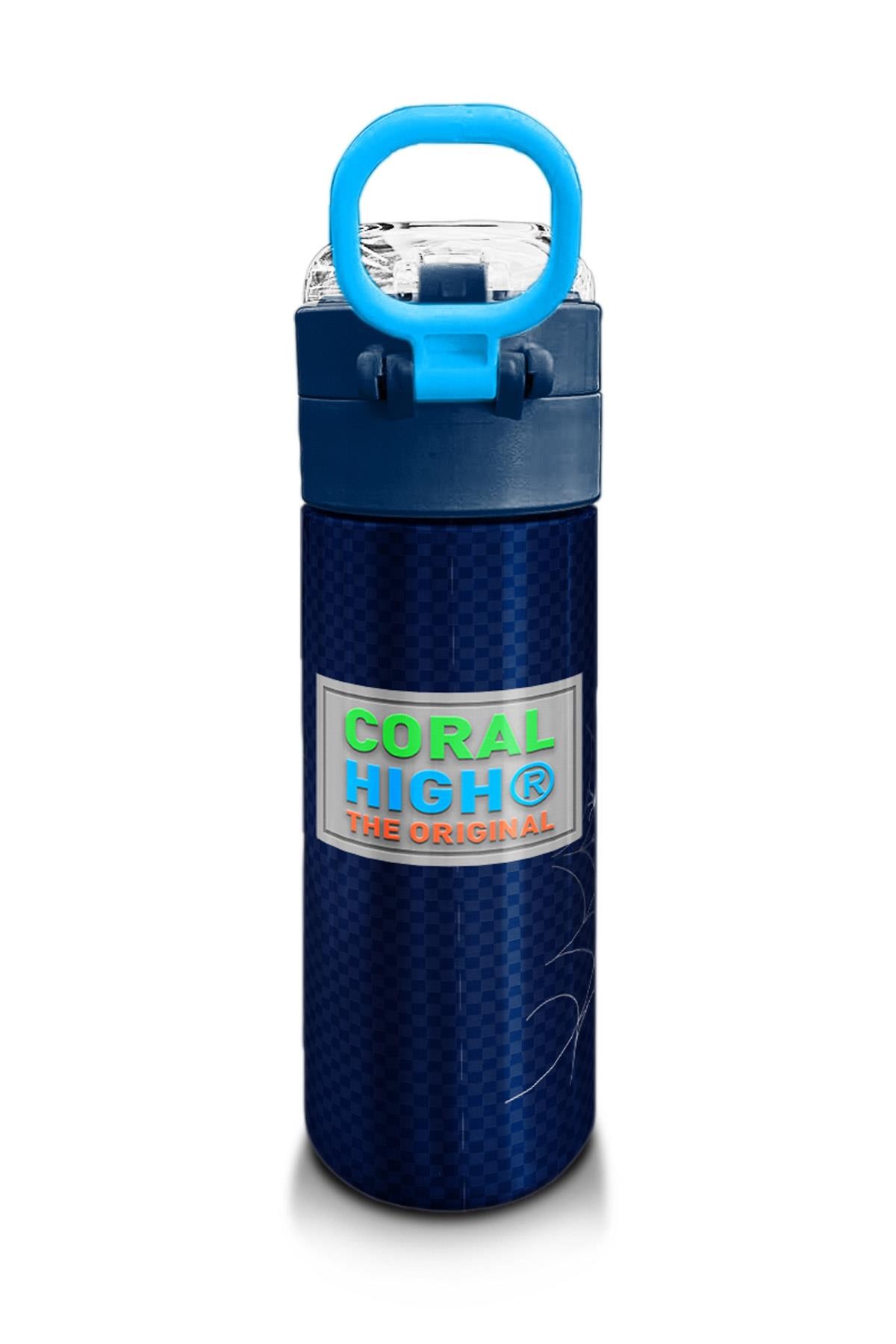 Coral High Kids Lacivert Kırmızı Örümcek Desenli Pipetli ve Direkt İçim Çelik Termos 500 ml 31931
