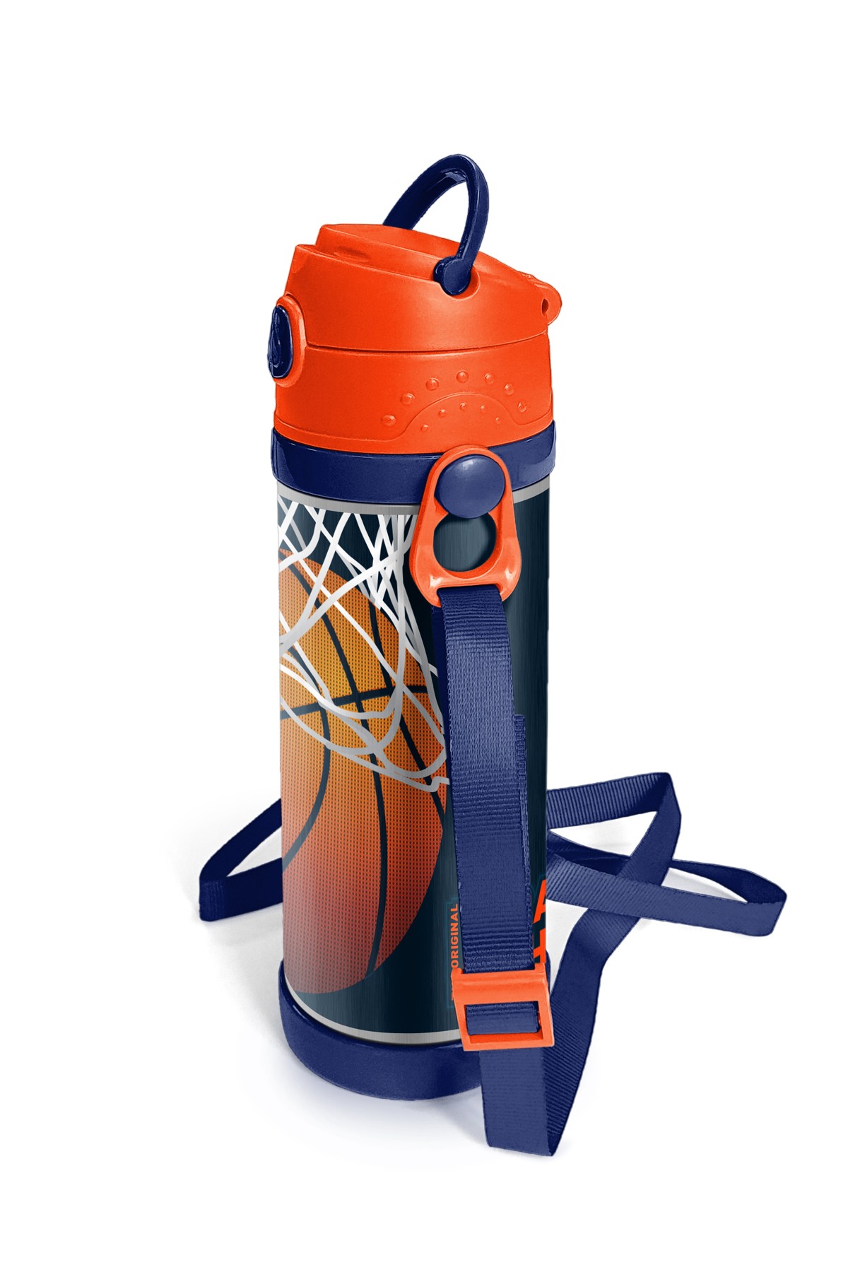 Coral High Kids Lacivert Turuncu Basketbol Desenli Pipetli Çelik Termos 500 ml 11927