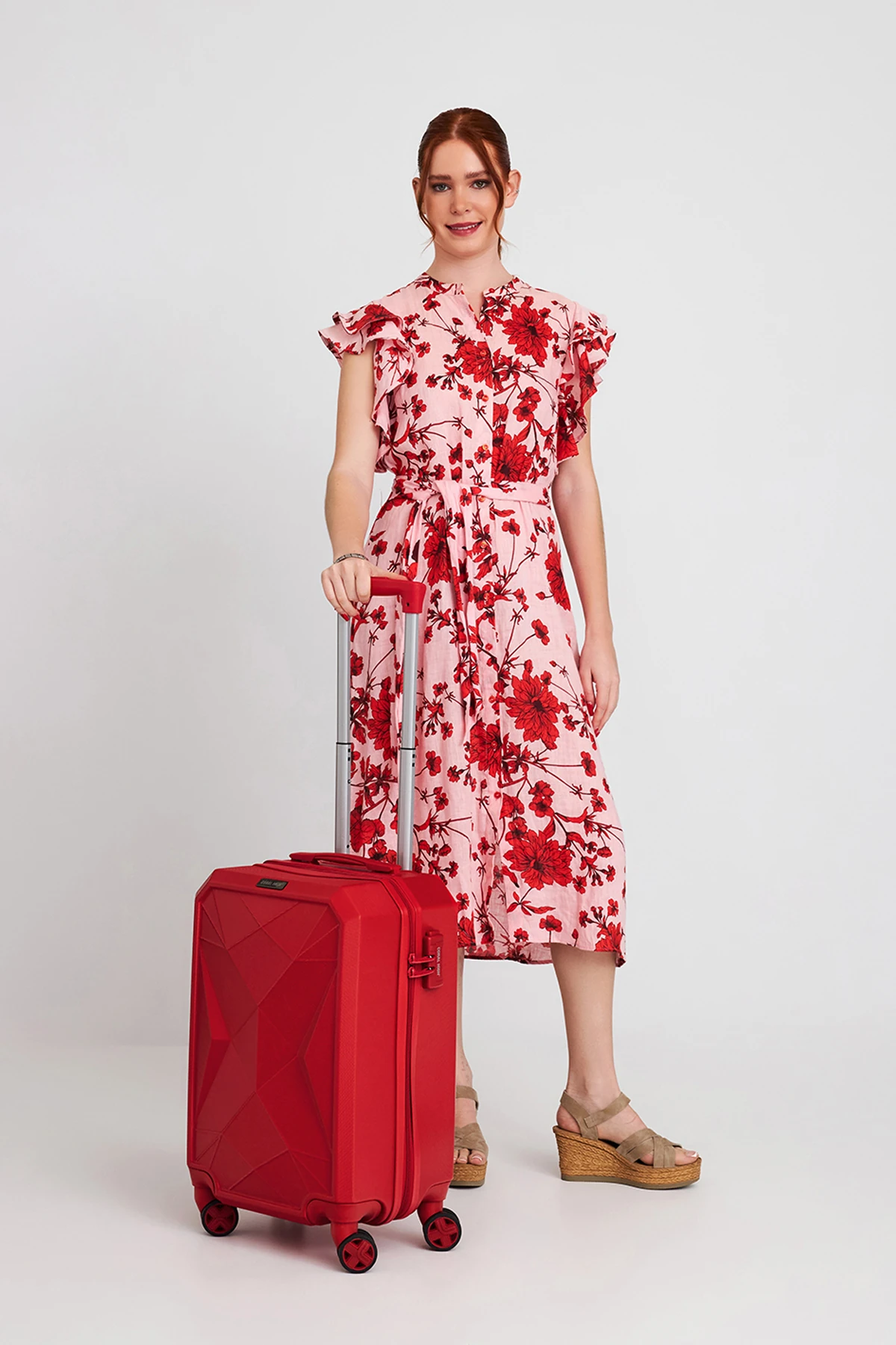 Coral High Diamond ABS Kırmızı Küçük Boy Valiz 16621