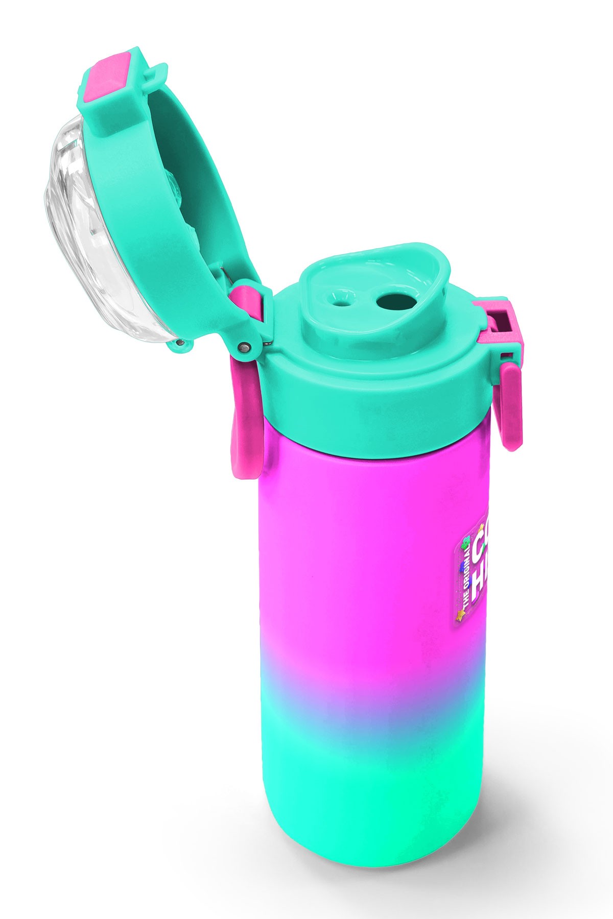 Coral High Kids Pembe Su Yeşili Renk Geçişli Pipetli ve Direkt İçim Çelik Termos 500 ml 31838