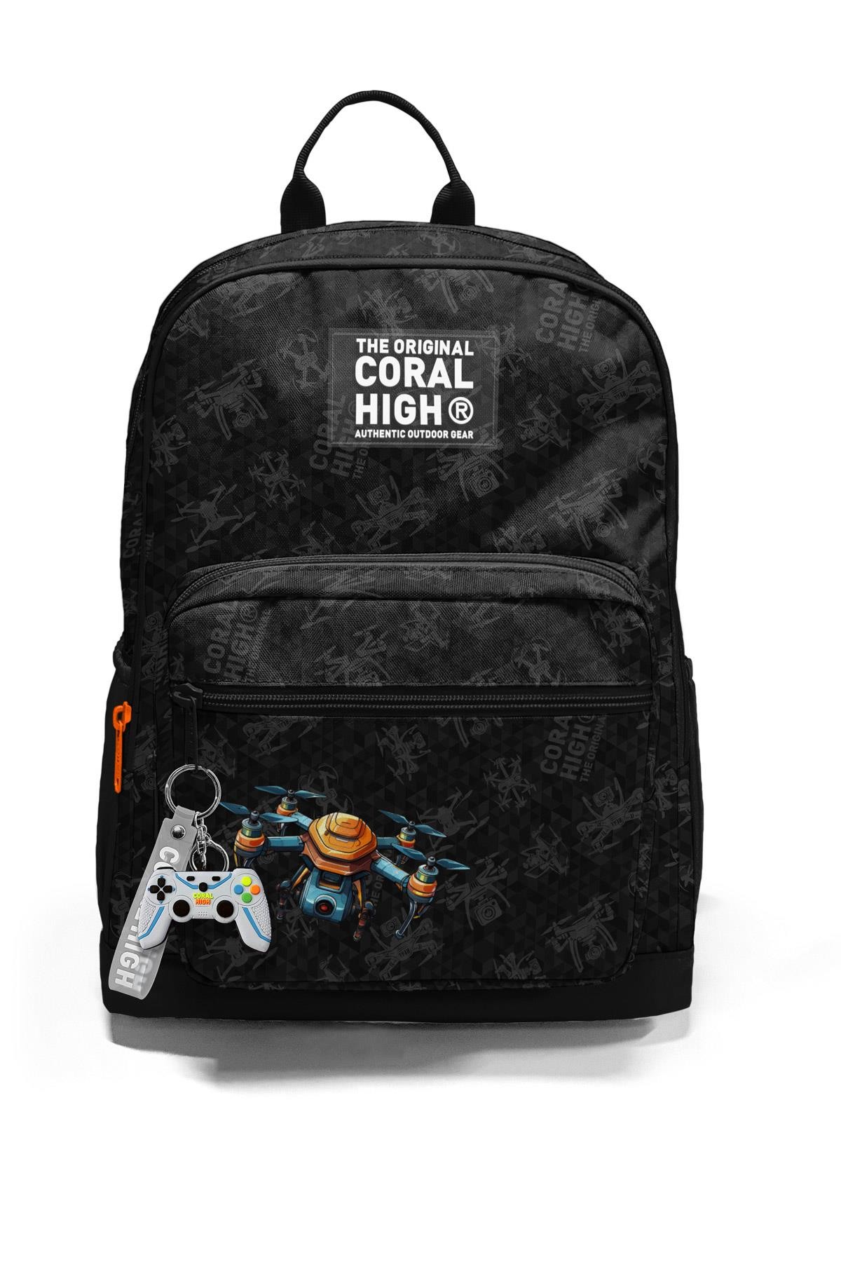Coral High Siyah Drone Desenli Okul Sırt Çantası 23691