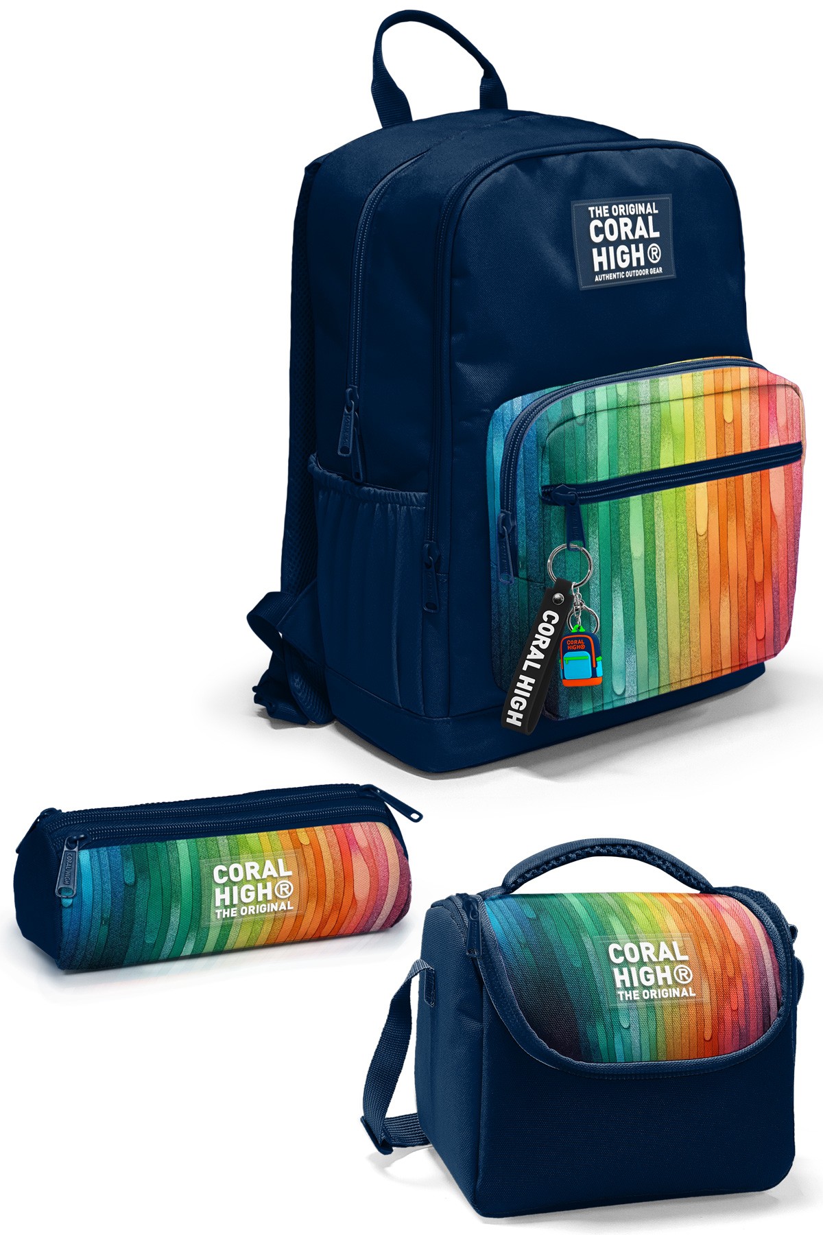 Coral High Lacivert Renkli Çizgili 3’lü Okul Çanta Seti SET0123690